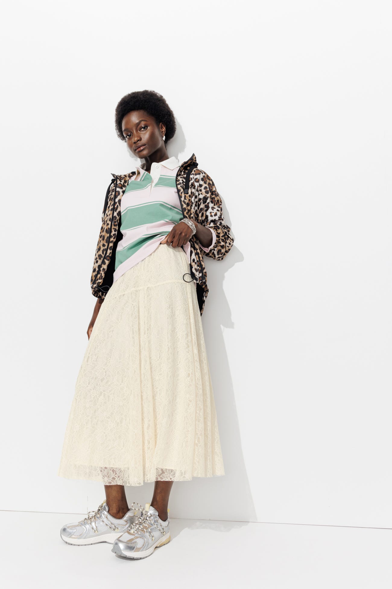 Flared lace skirt