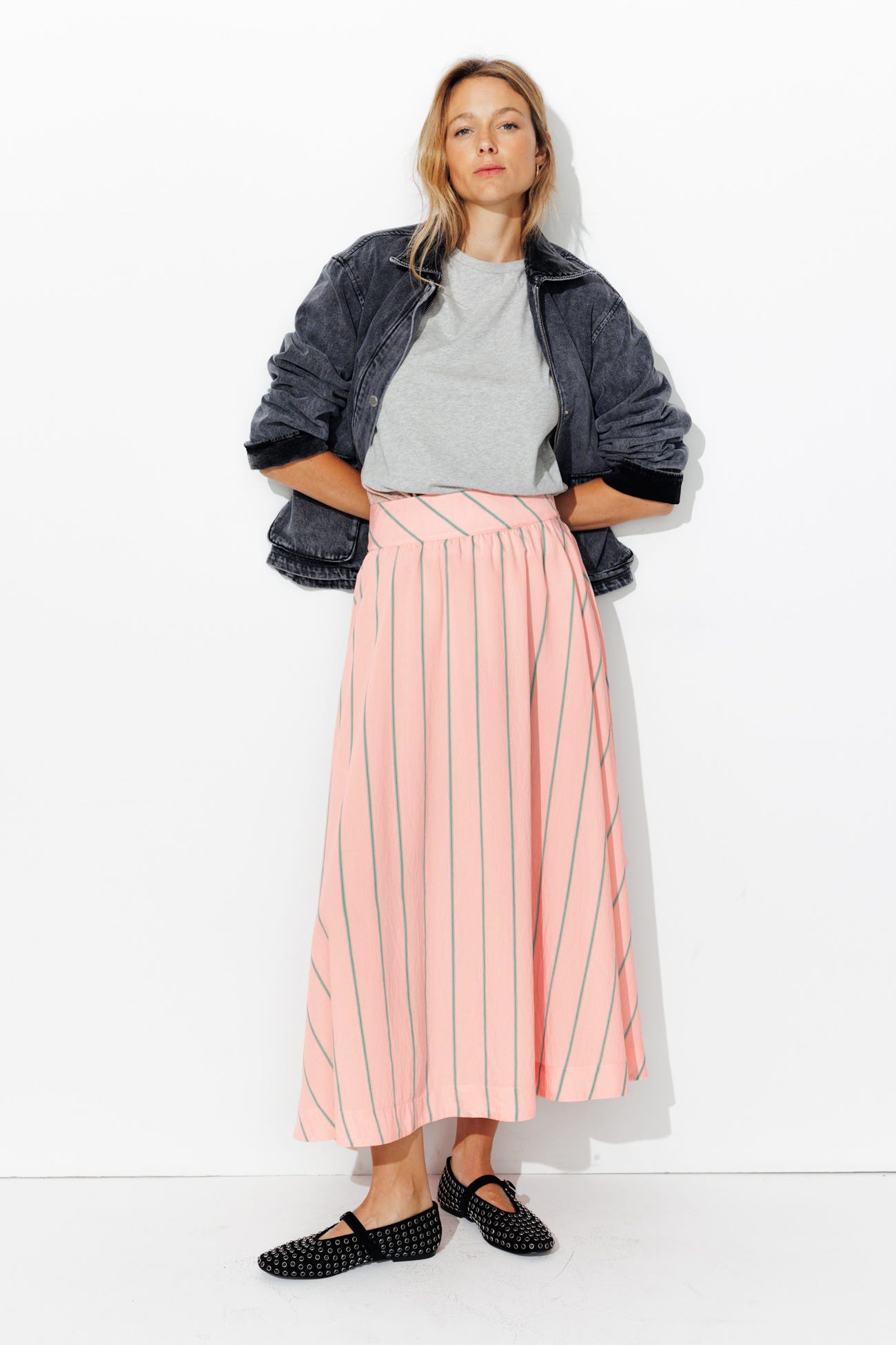 Long striped skirt