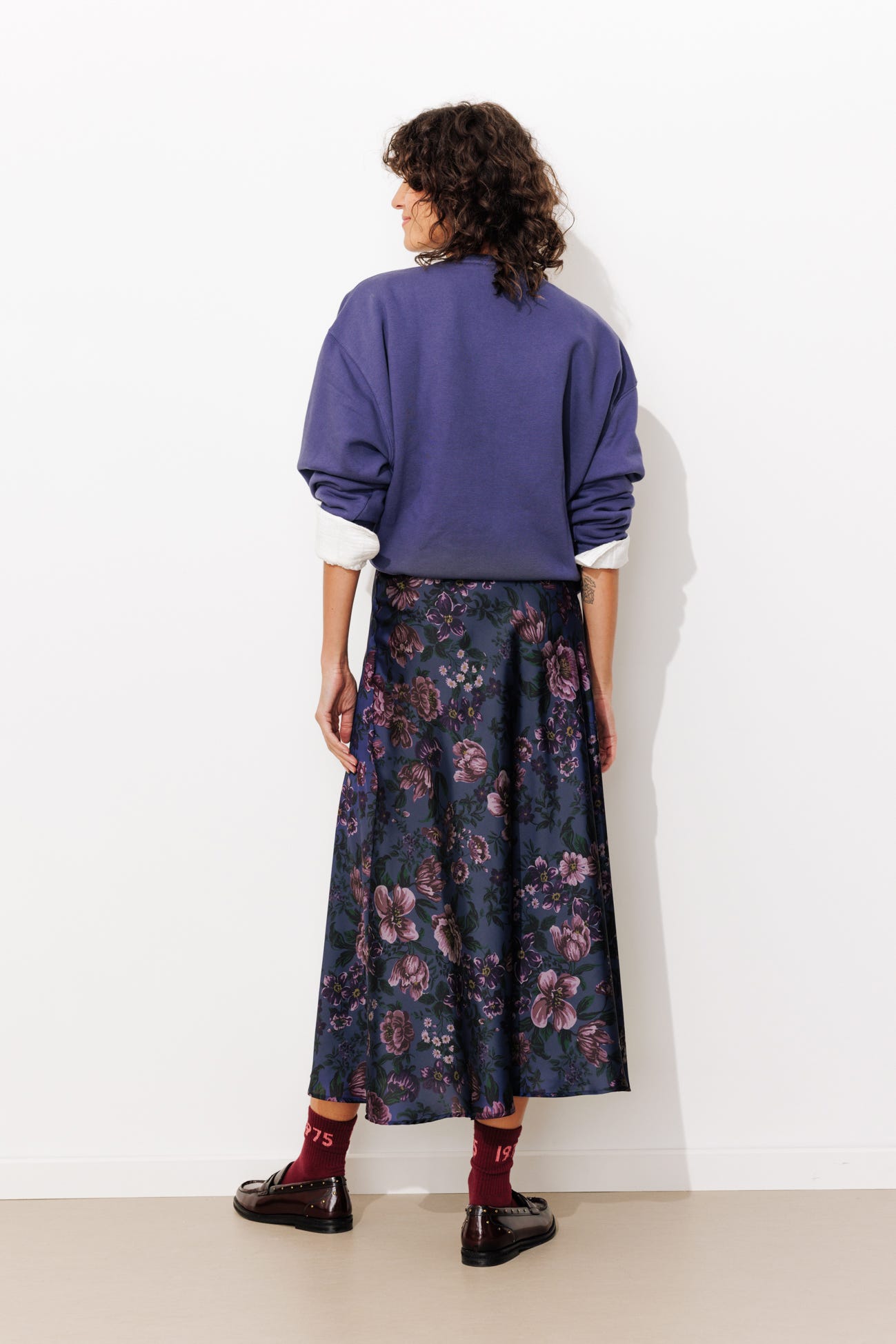 Jupe imprimée en satin Femme