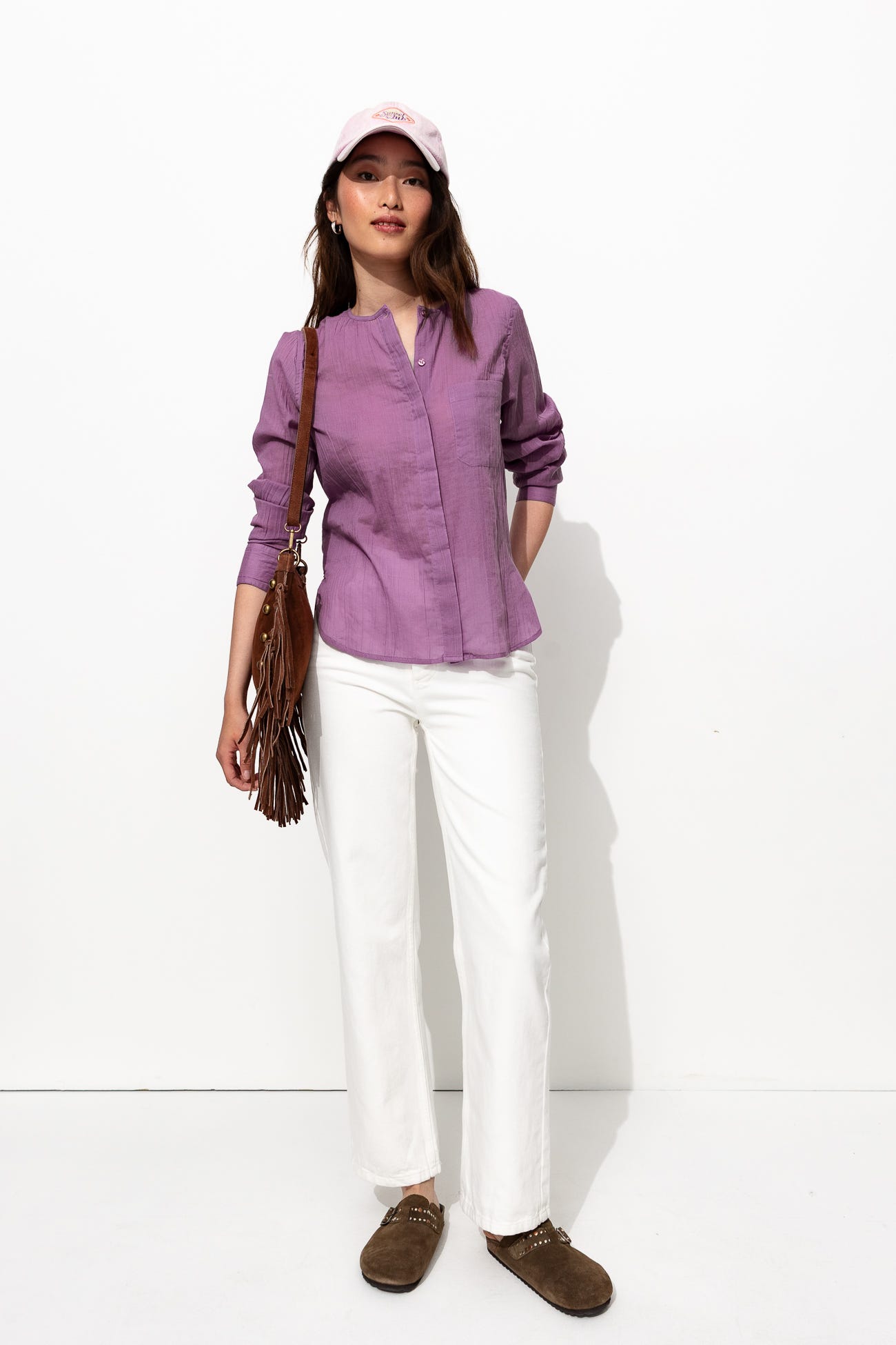 Chemise froissée unie Femme