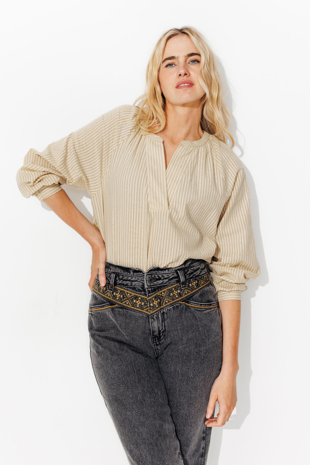 Blouse rayée bicolore Femme