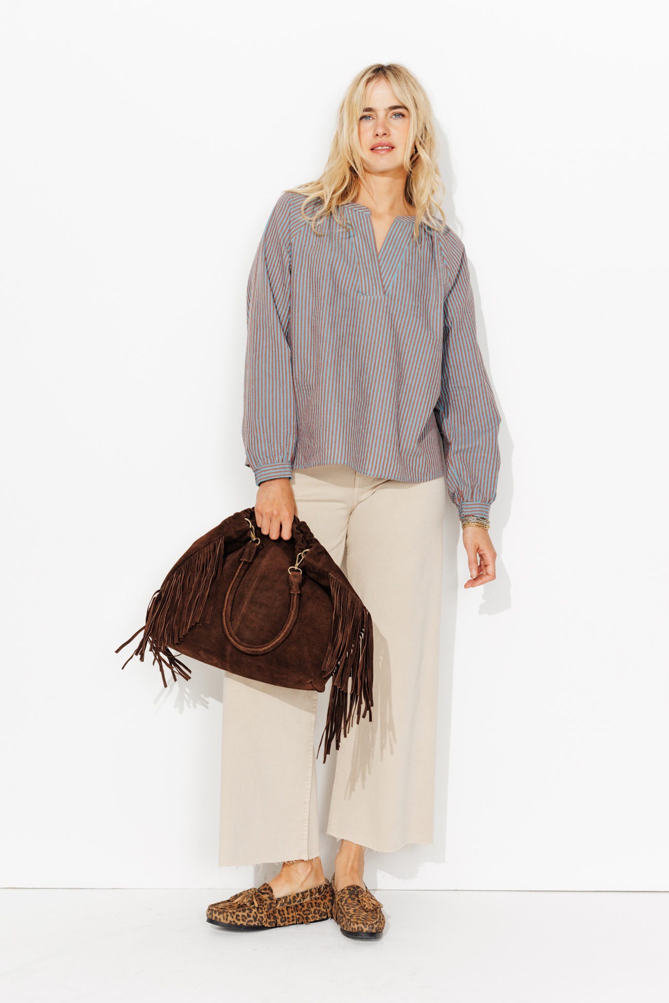 Blouse rayée bicolore Femme