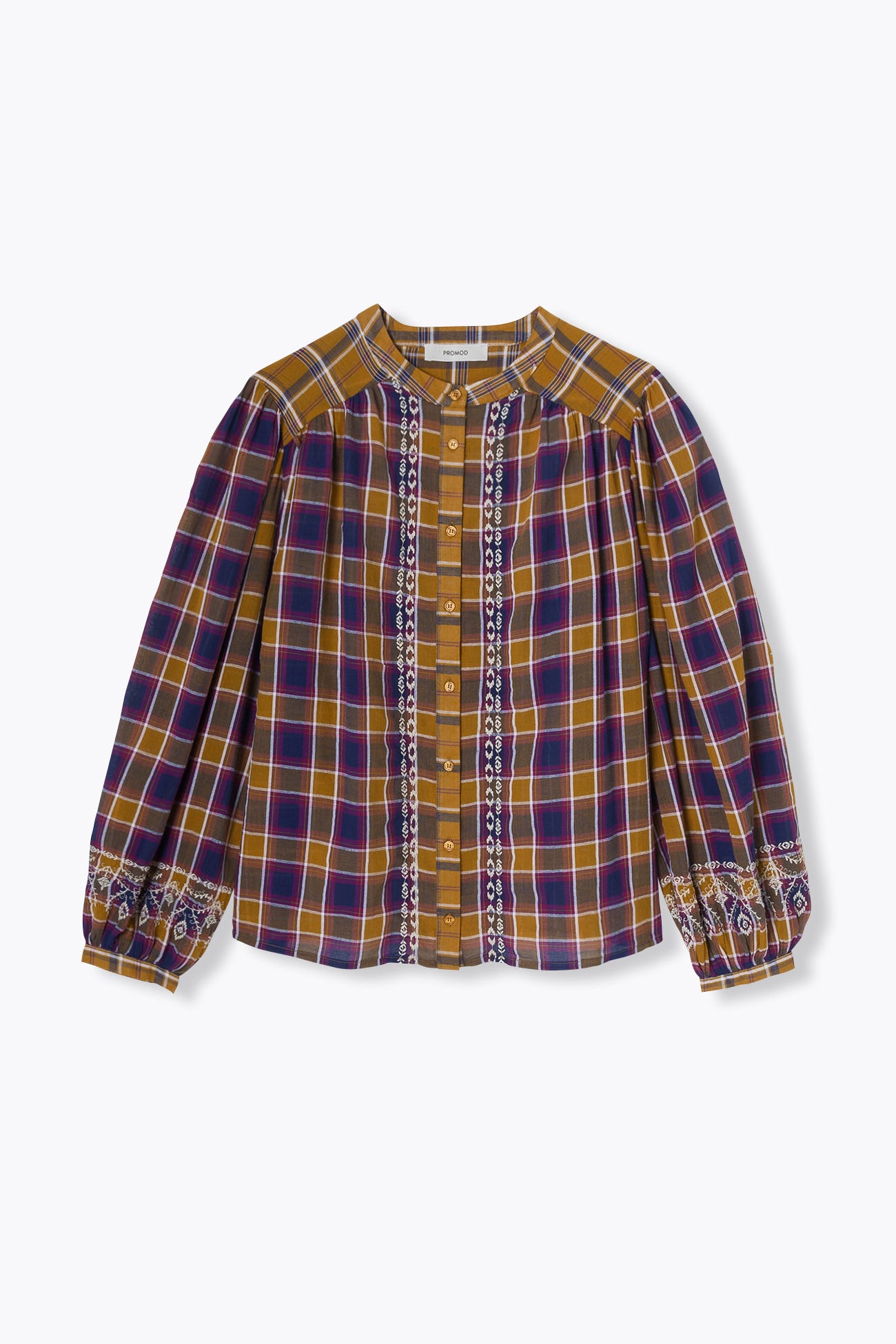 Camisa bordada de cuadros