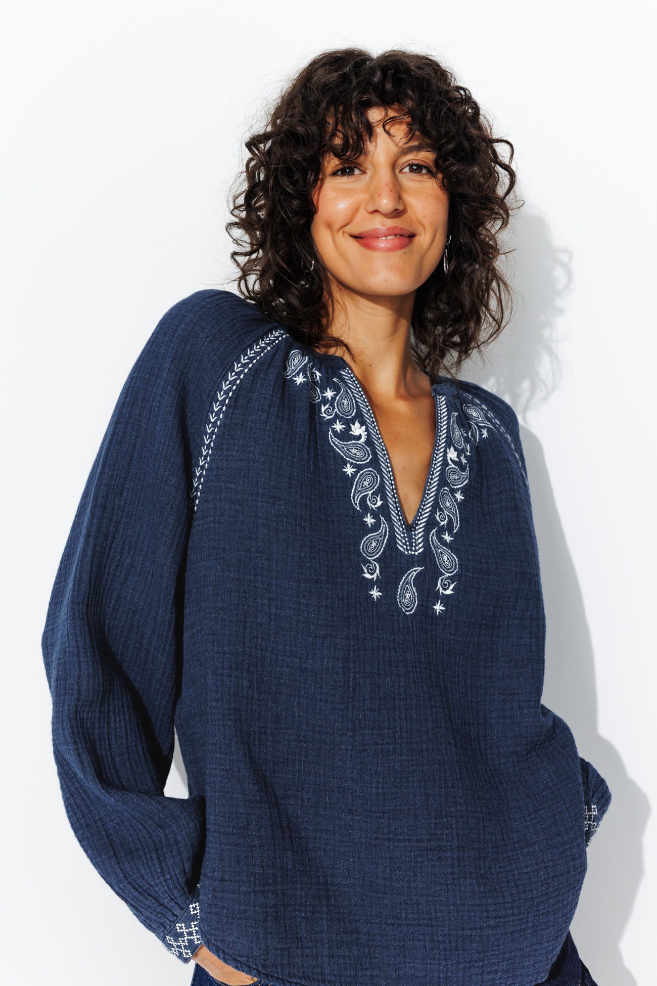 GINGER Bestickte Folkbluse