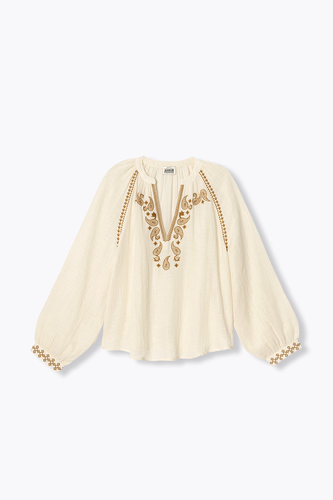 Blouse brodée gaze de coton