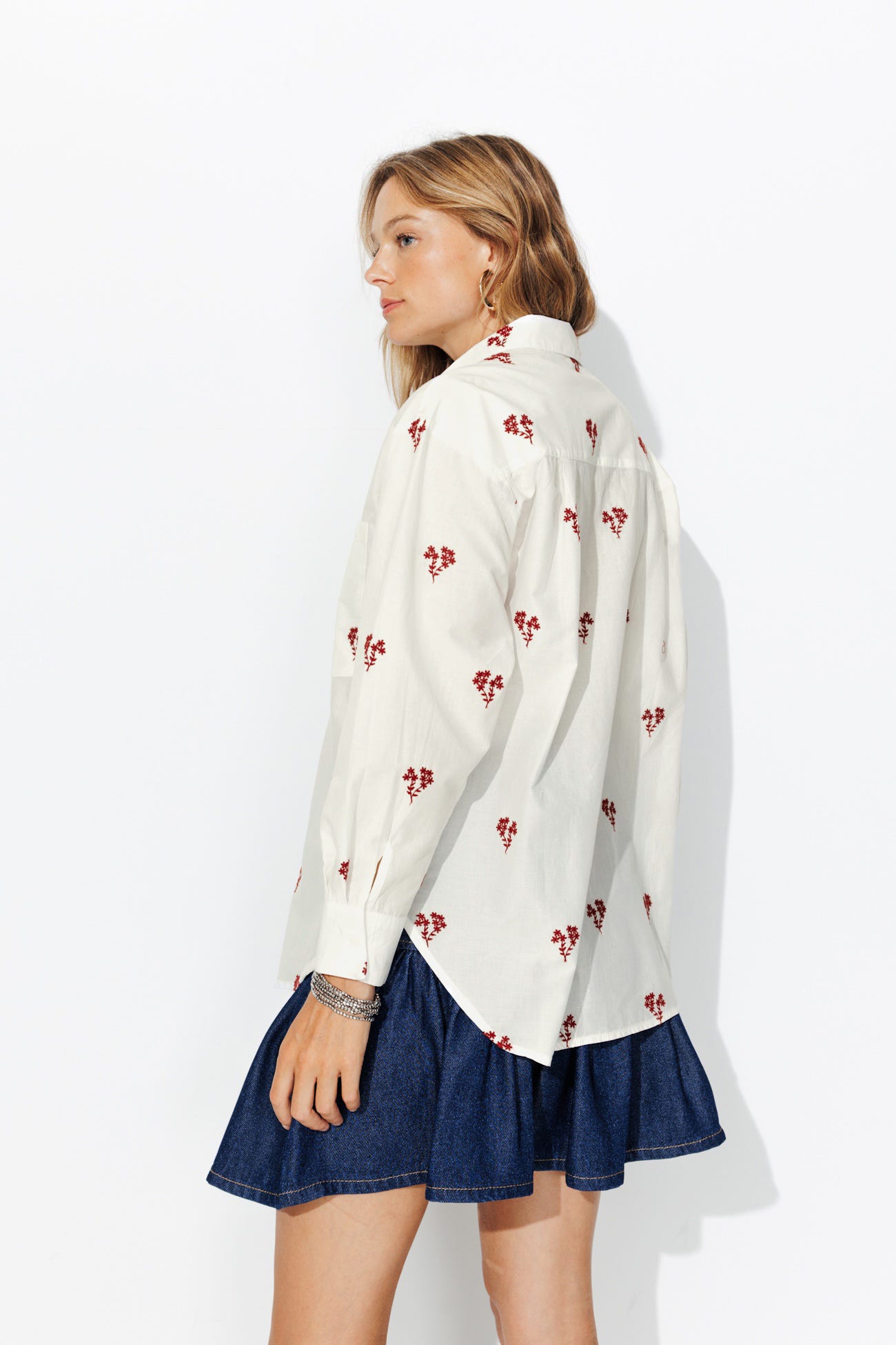 Chemise oversize rayée brodée