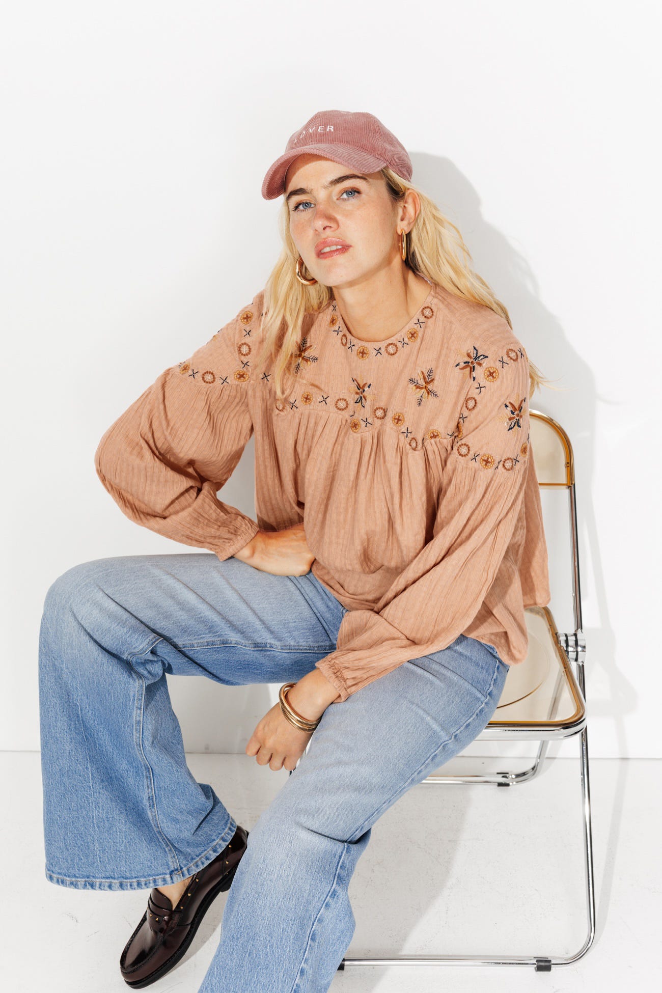 Blouse brodée oversize Femme