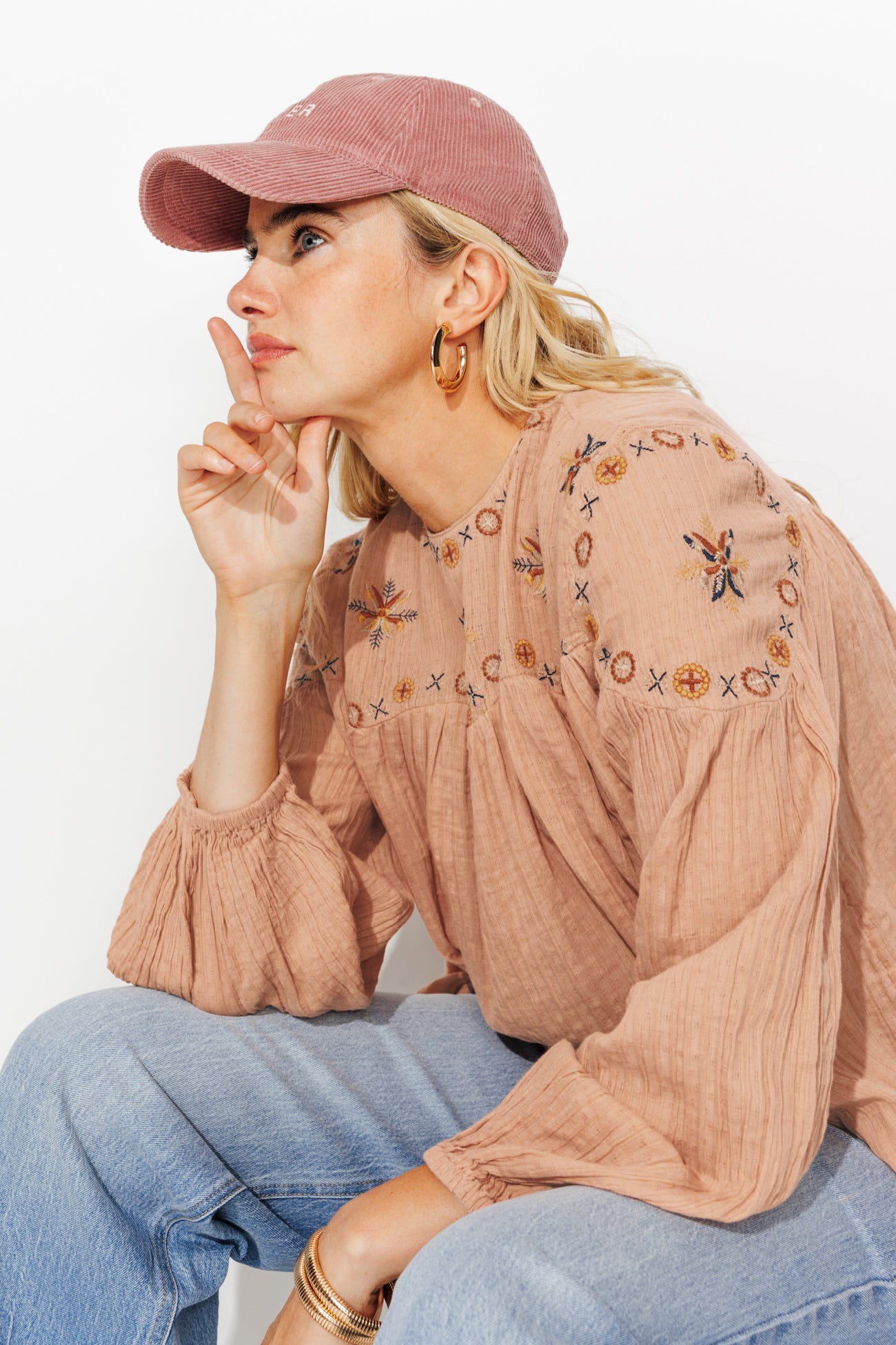Blouse brodée oversize Femme