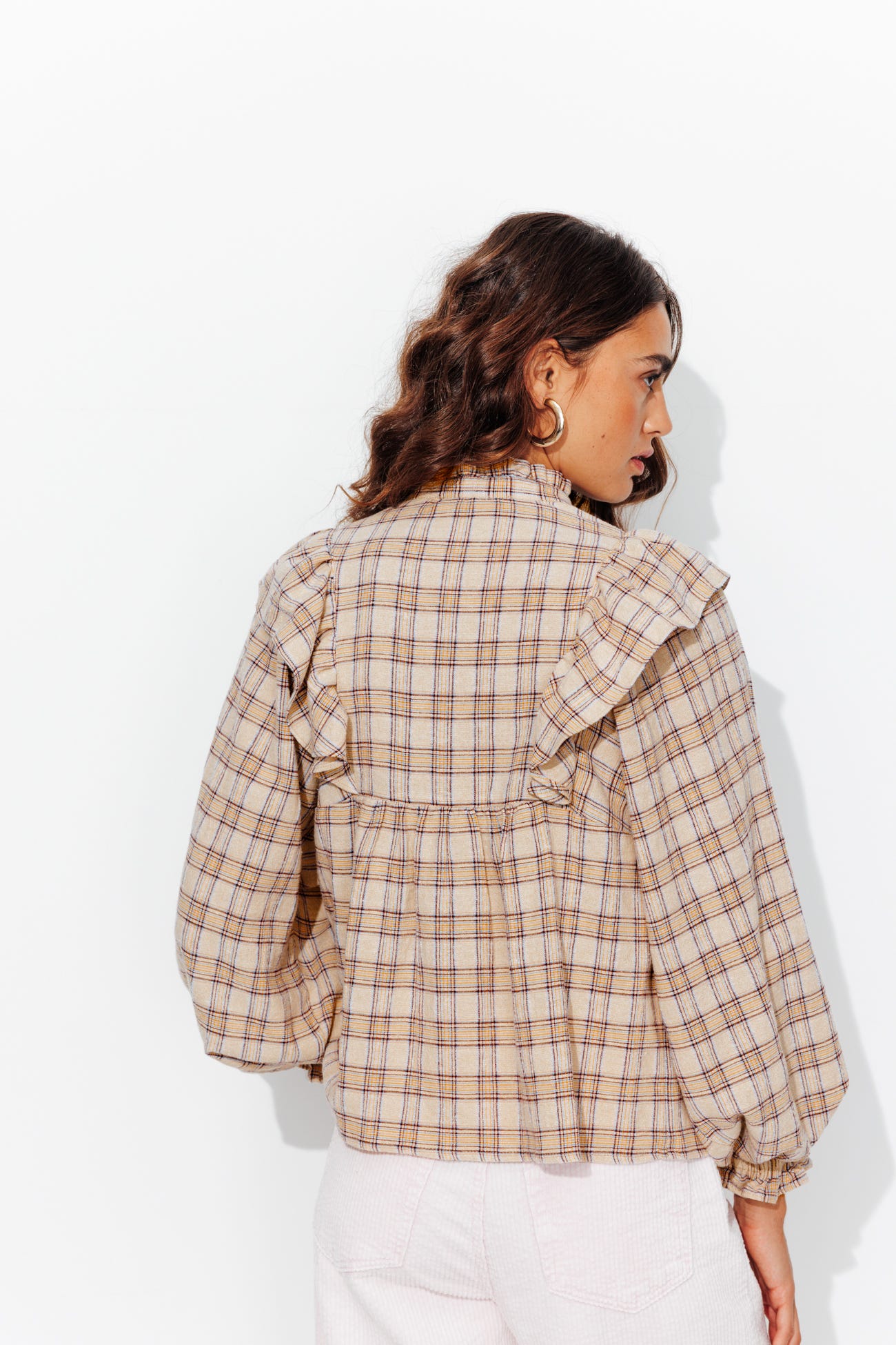 Chemise volantée à carreaux