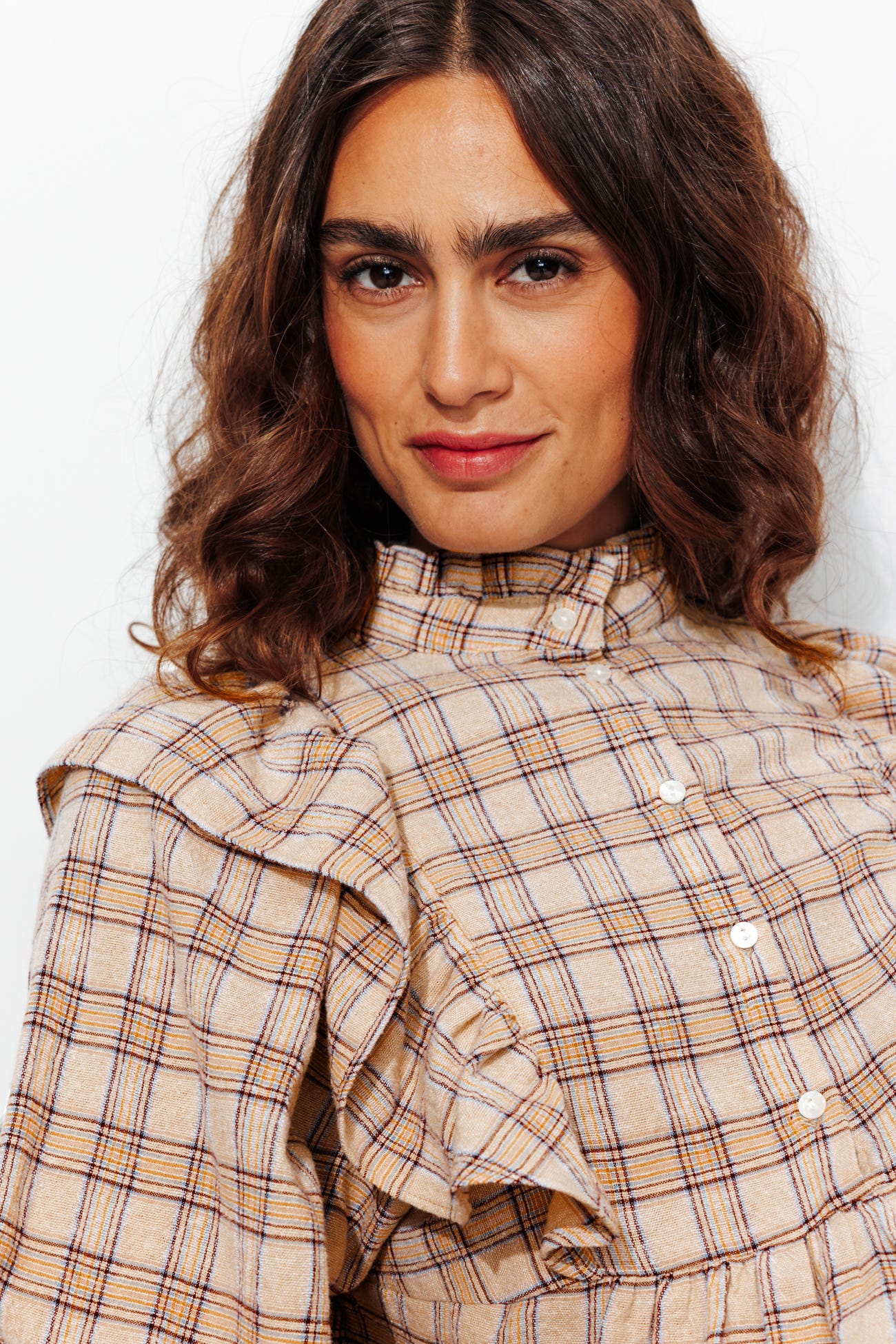 Chemise volantée à carreaux