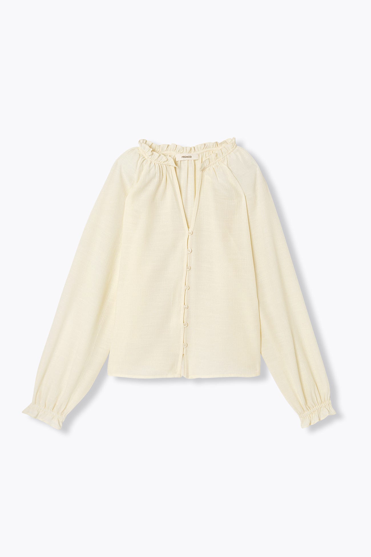 Shirt with frilly collar