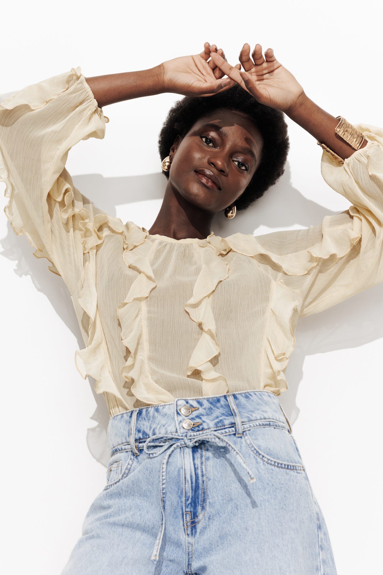 Blouse volantée en mousseline