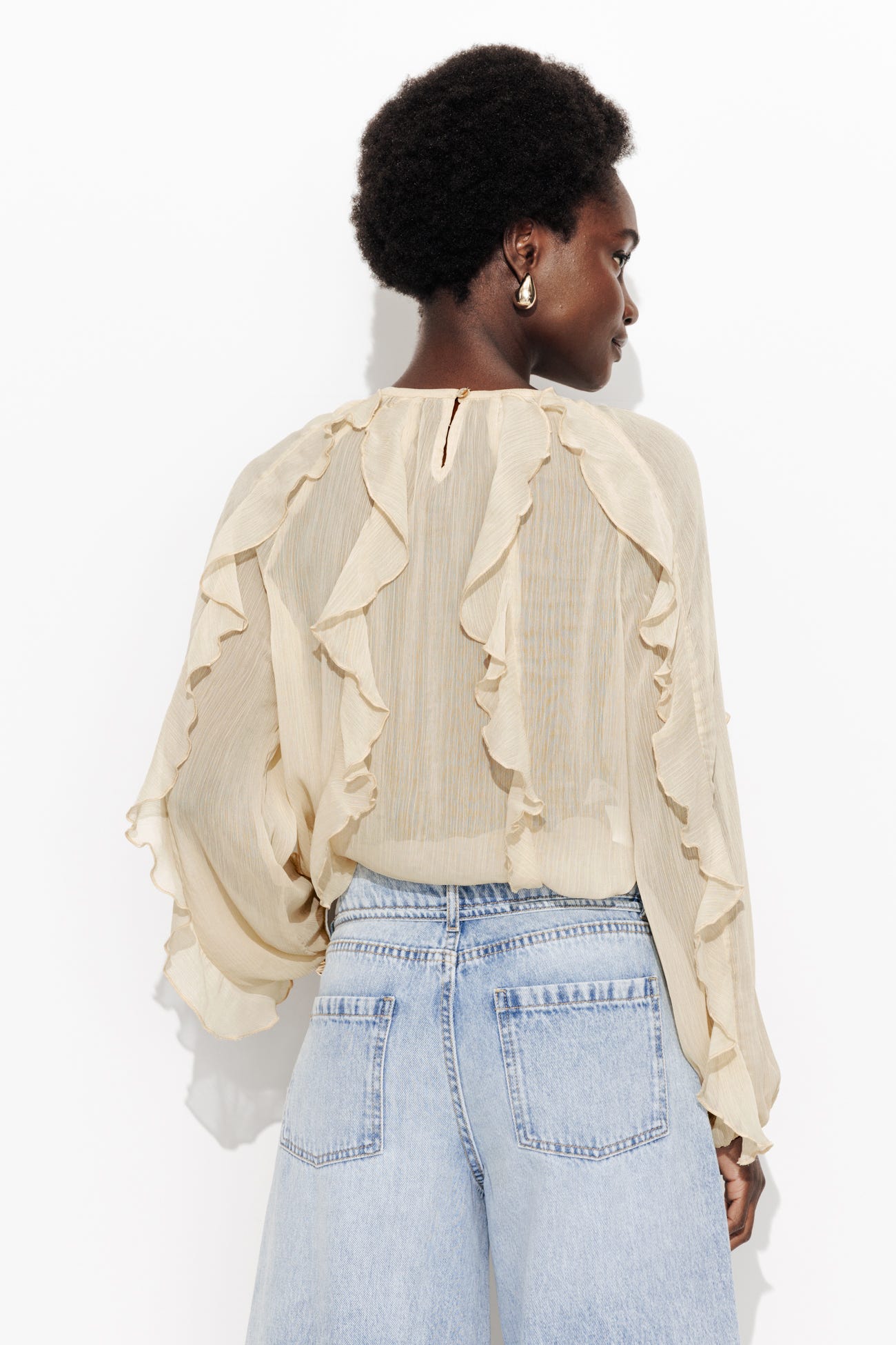 Blouse volantée en mousseline