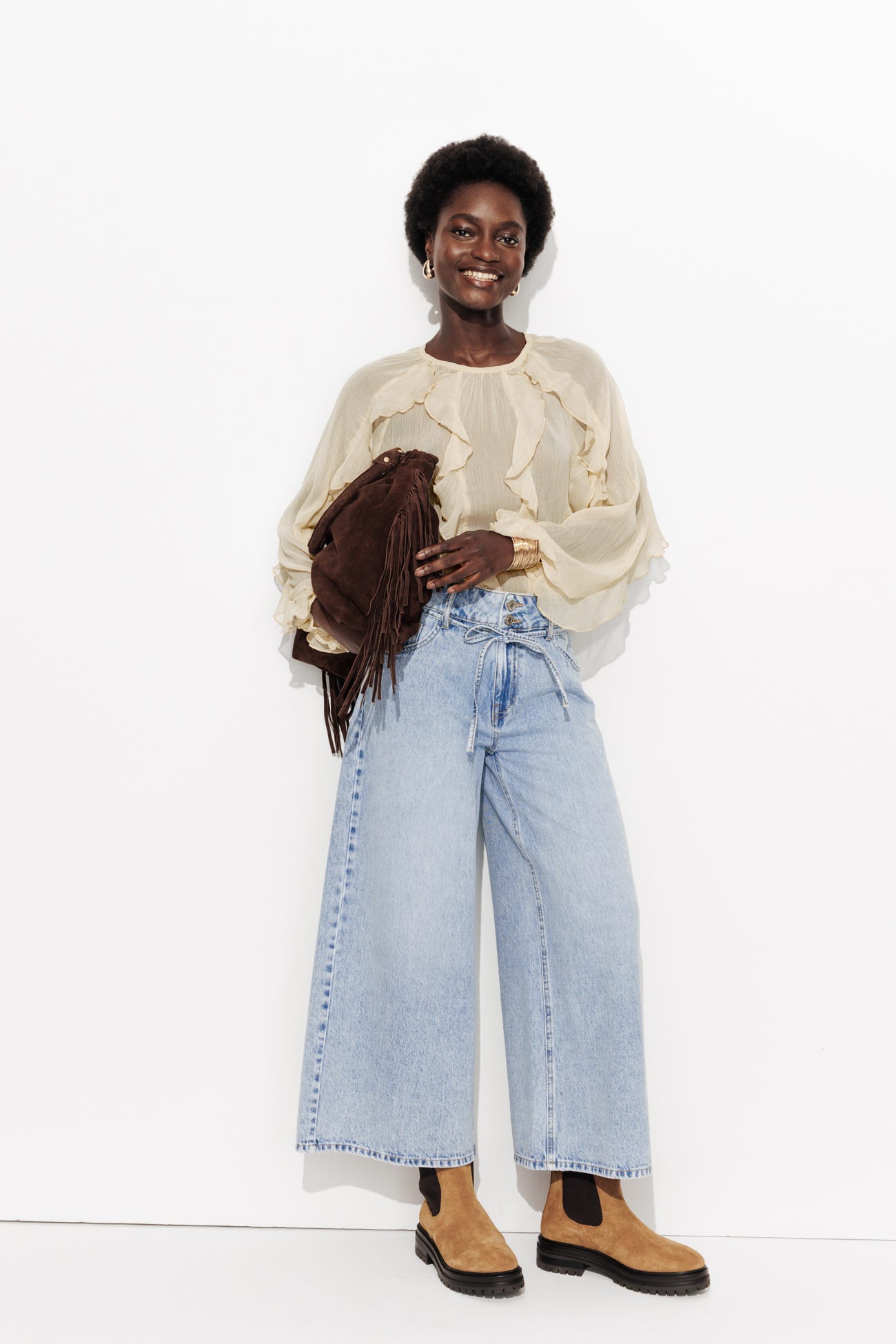 Blouse volantée en mousseline