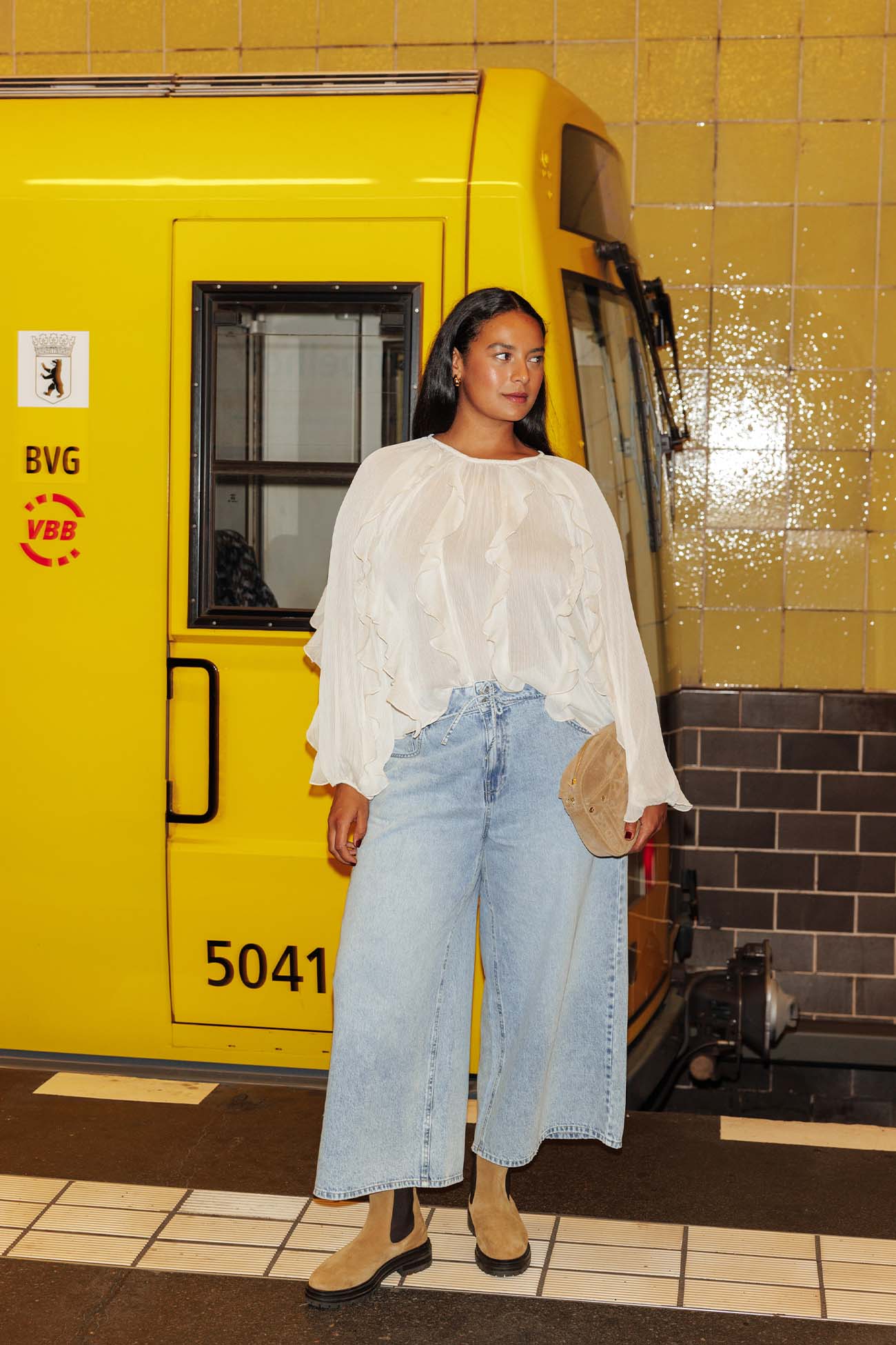 Blouse volantée en mousseline