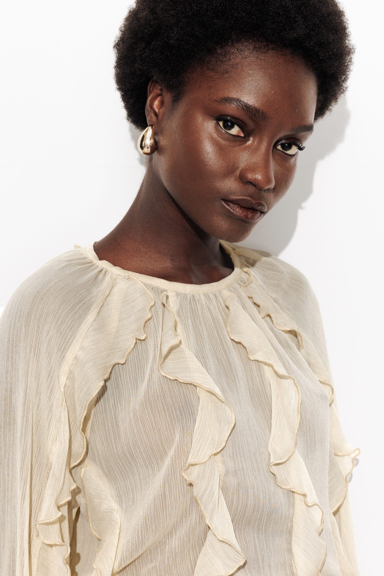 Blouse volantée en mousseline