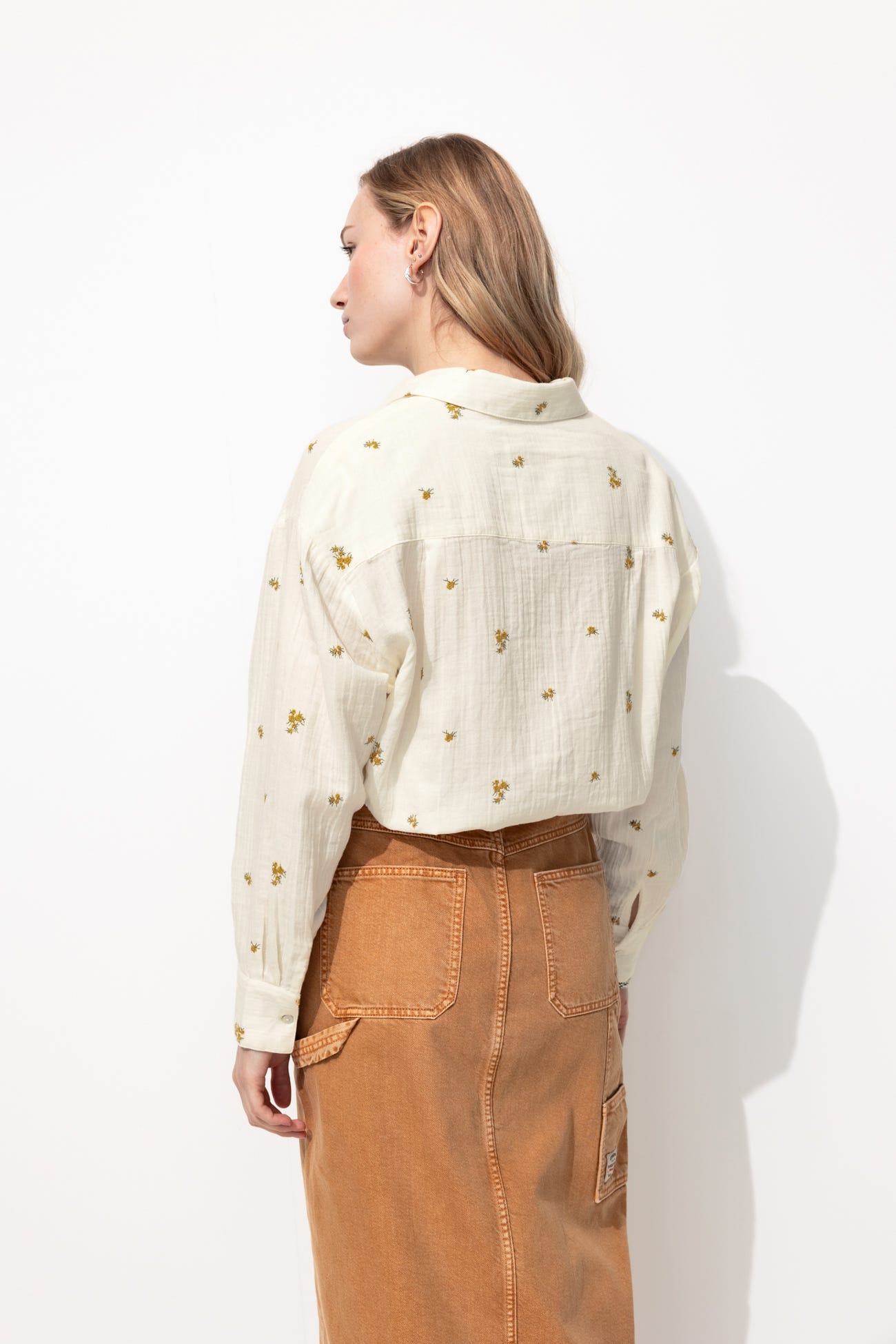 Chemise brodée gaze de coton