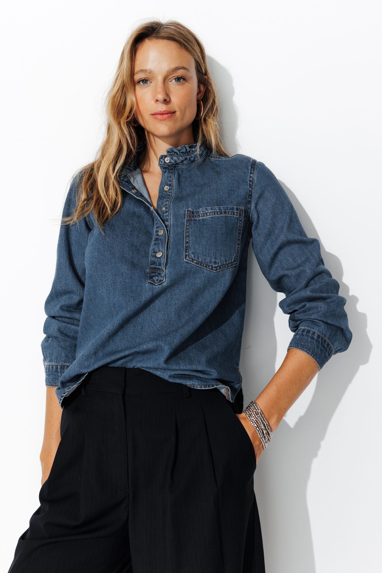 Chemise en jean frou-frou