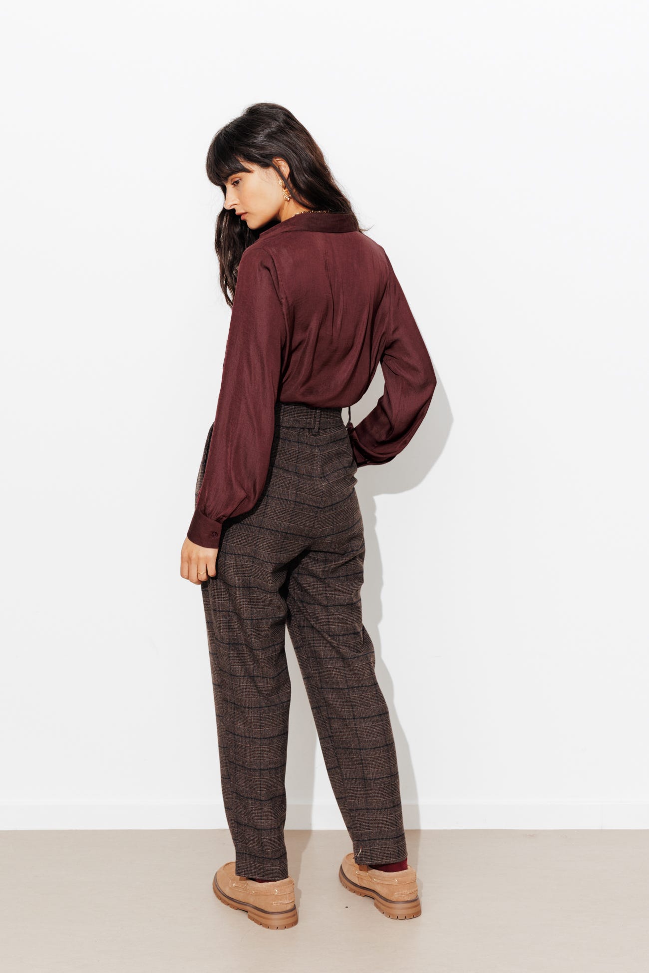 Blouse unie effet cache-coeur