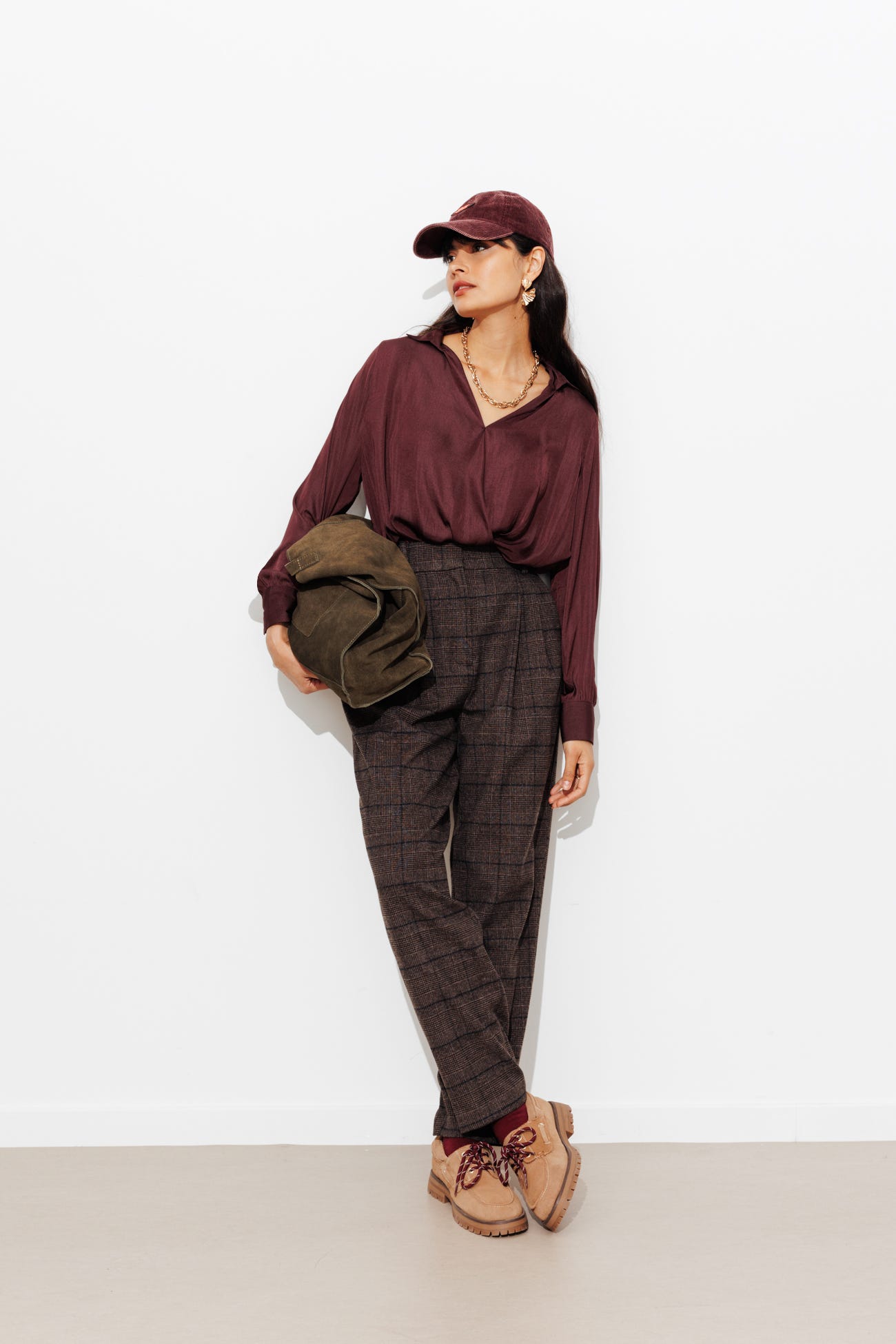 Blouse unie effet cache-coeur