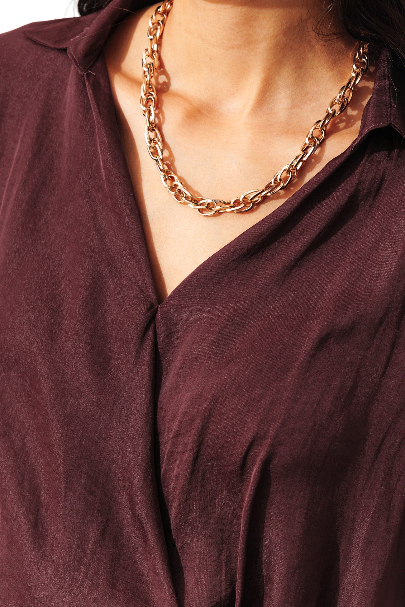 Blouse unie effet cache-coeur