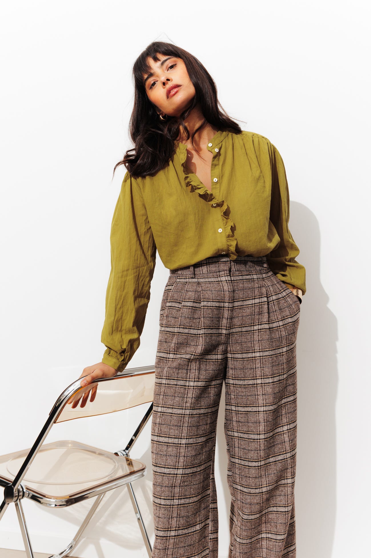 Camicia in cotone con volant