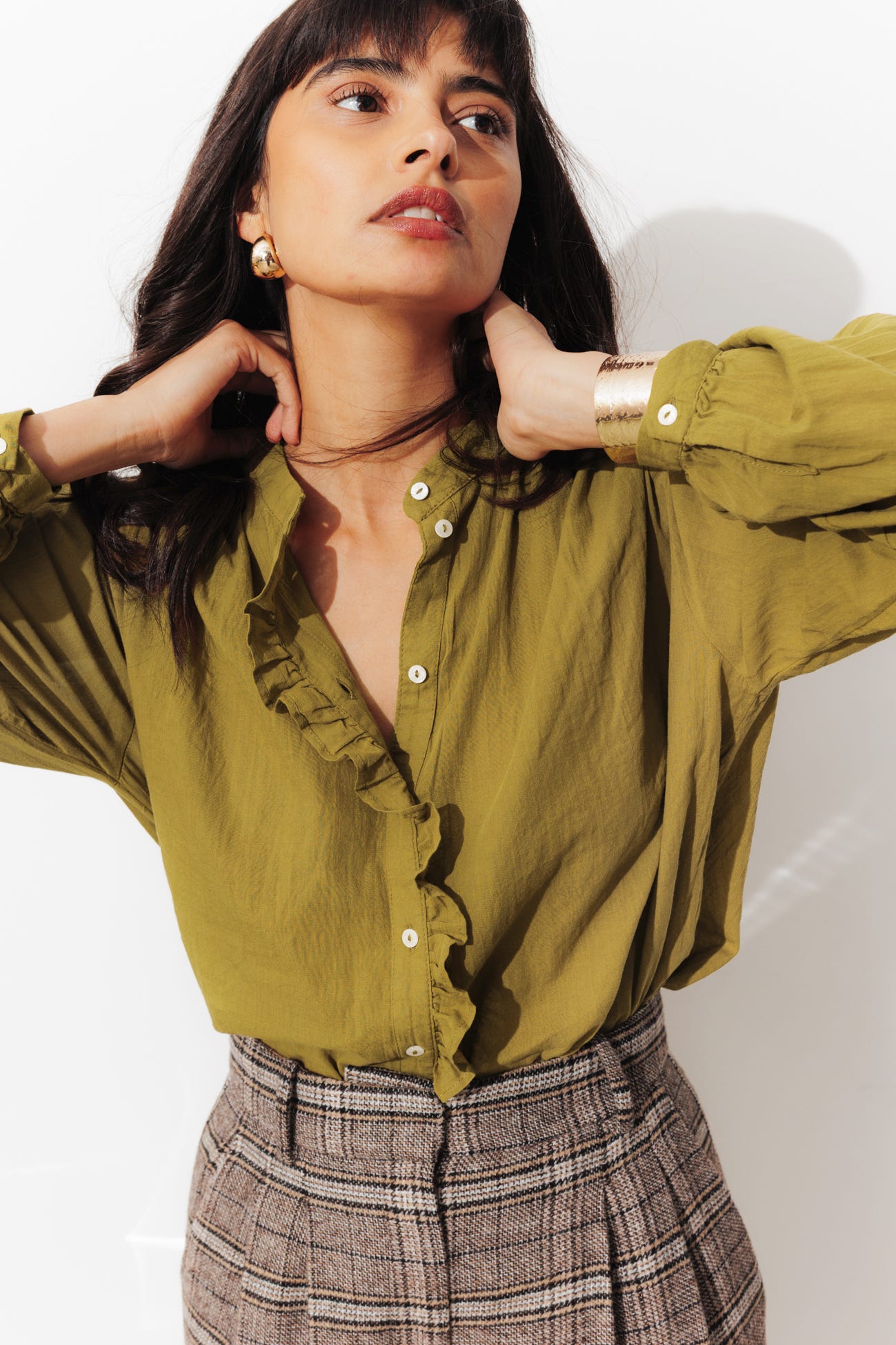 Chemise volantée en cotonnade