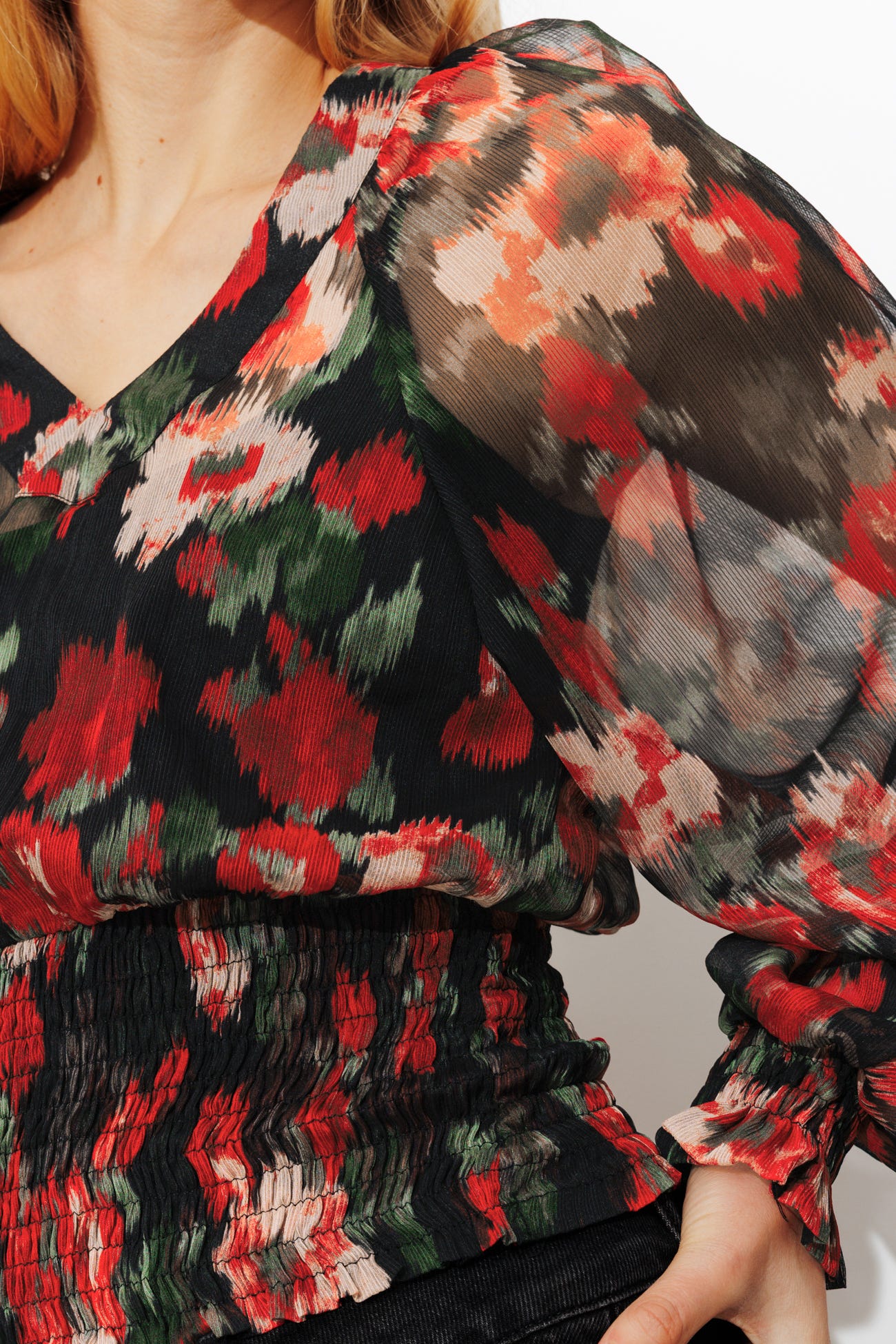 Blouse en voile imprimé Femme