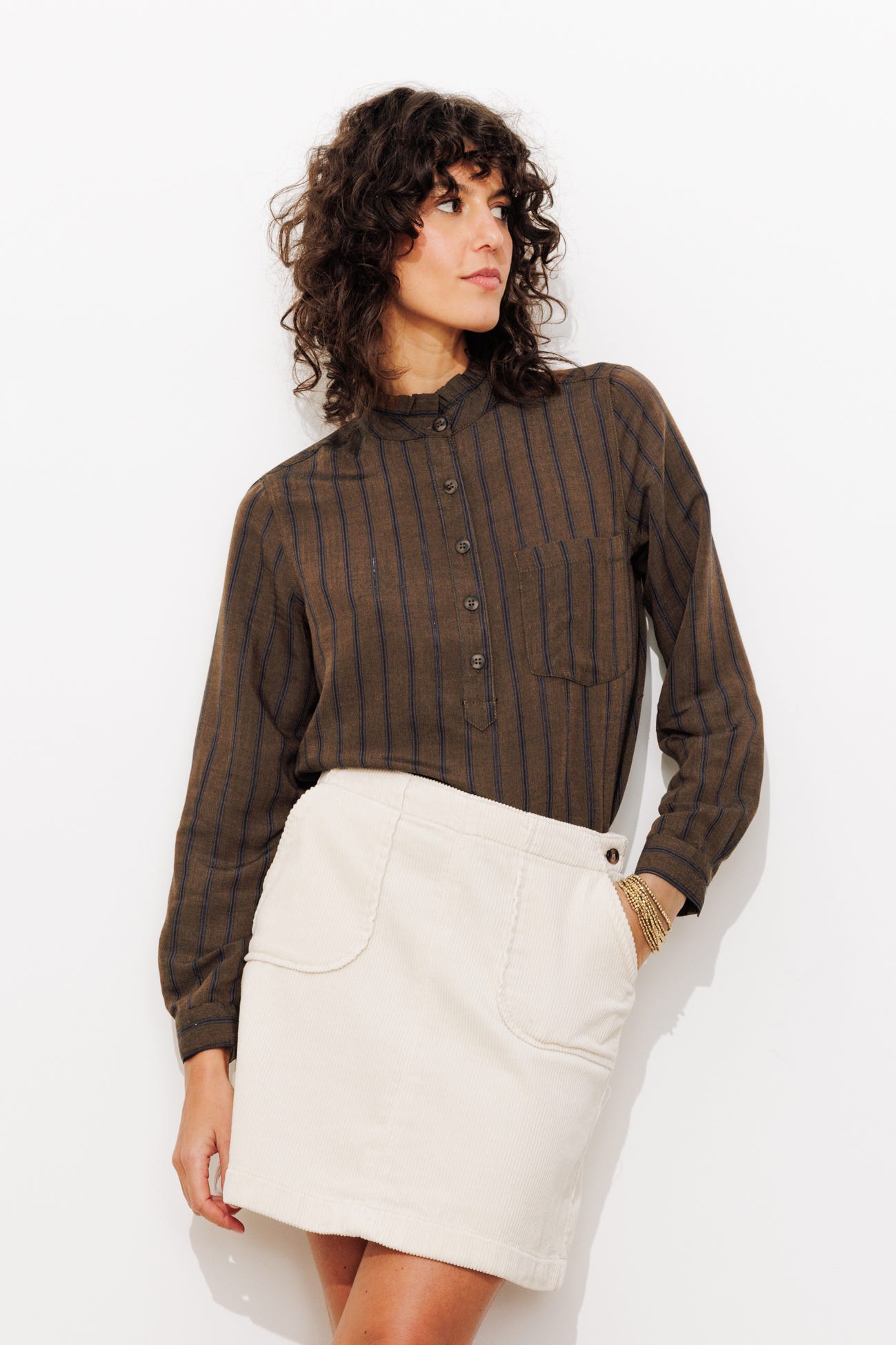 Blusa rayas cuello frufrú