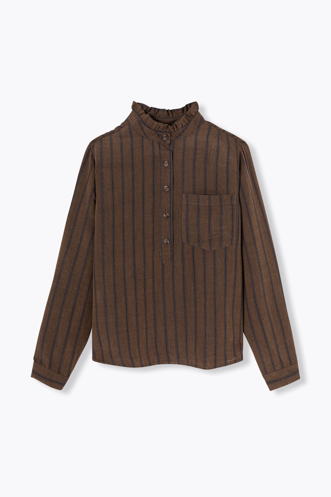 Blusa rayas cuello frufrú