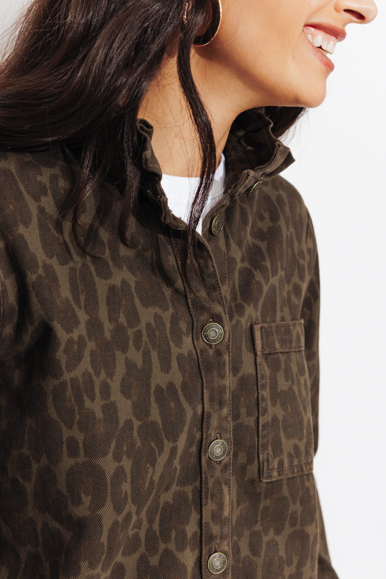 Overshirt leopardata in tela