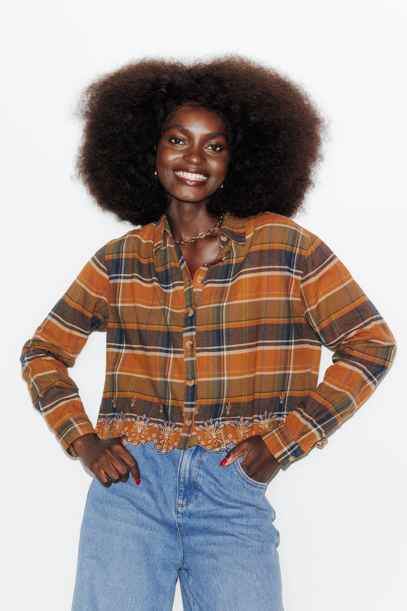 Kurzes kariertes Hemd