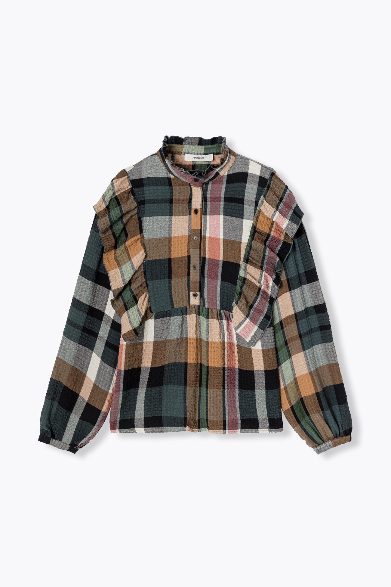 Blouse volantée à carreaux