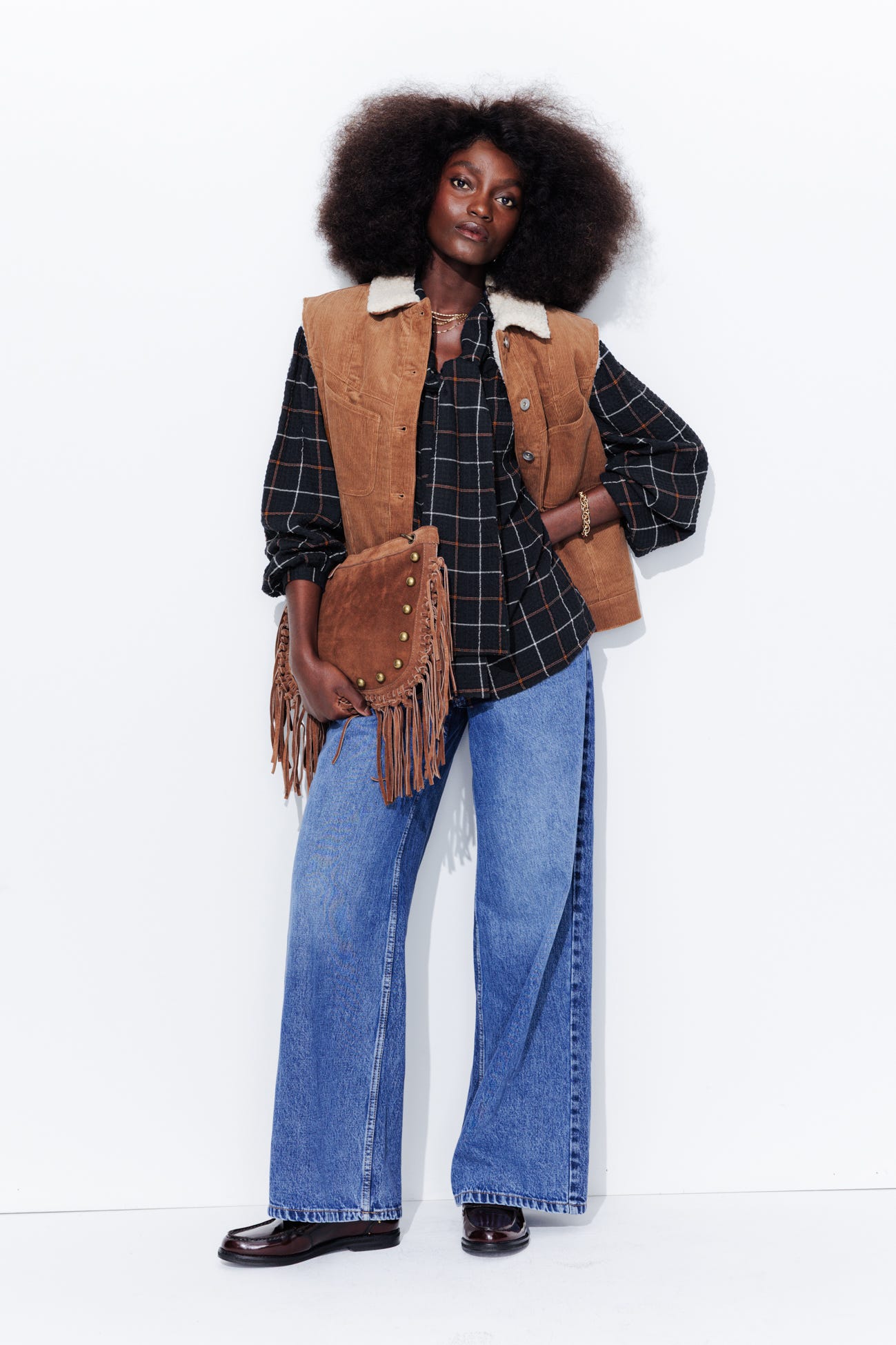 Chemise lavallière à carreaux