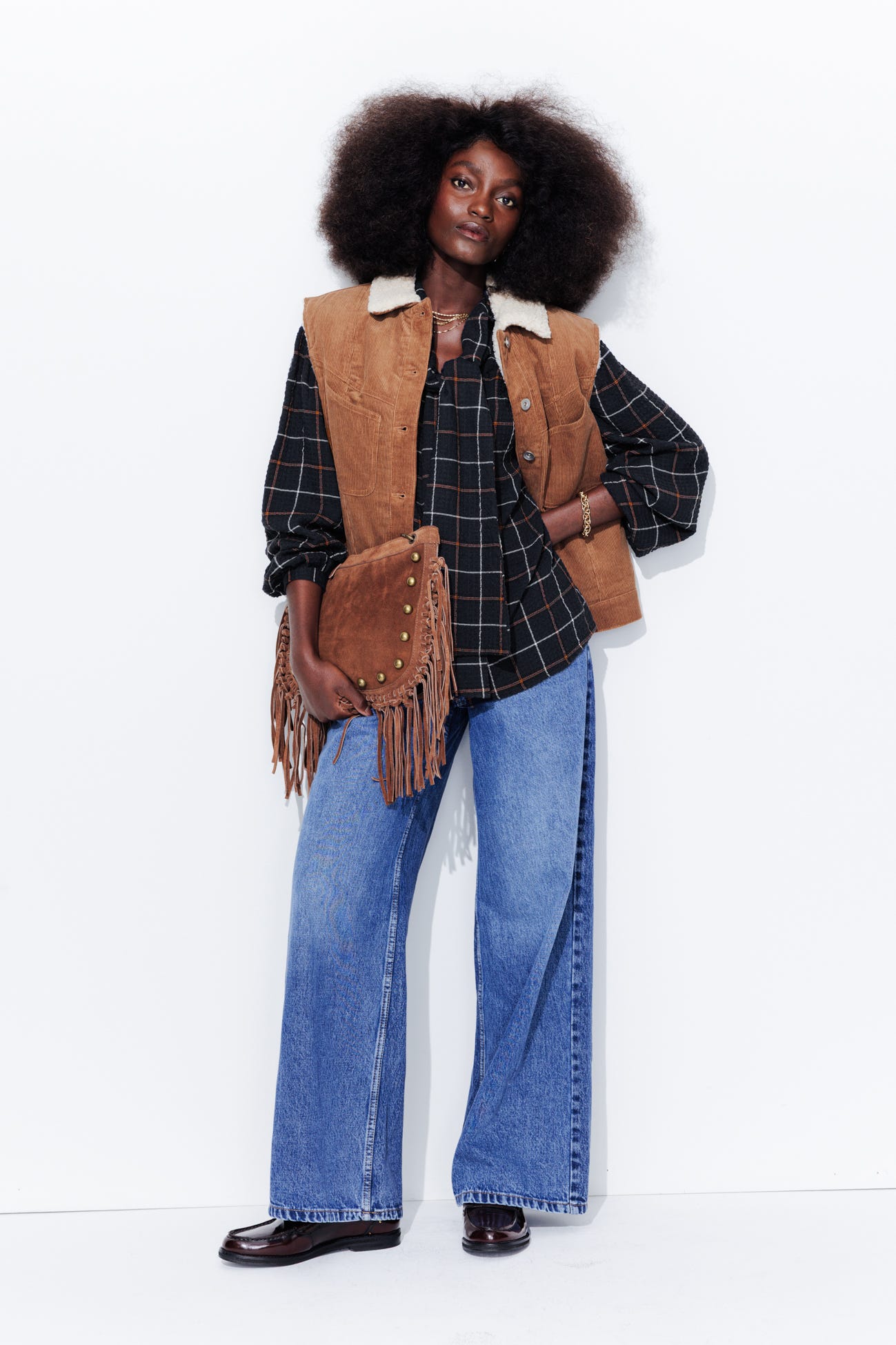 Karierte Schluppenbluse