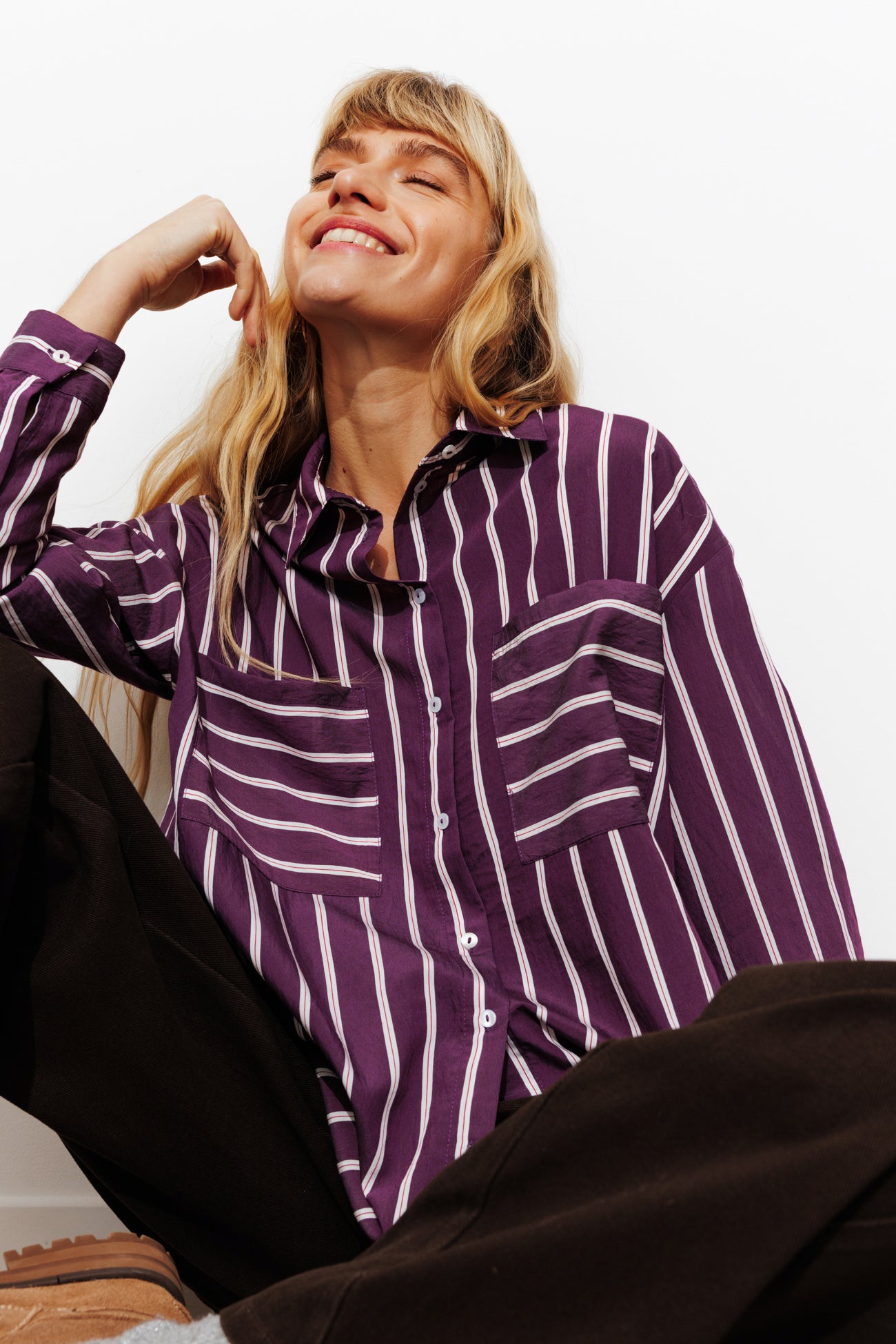 Chemise oversize à rayures - Rayé bordeaux