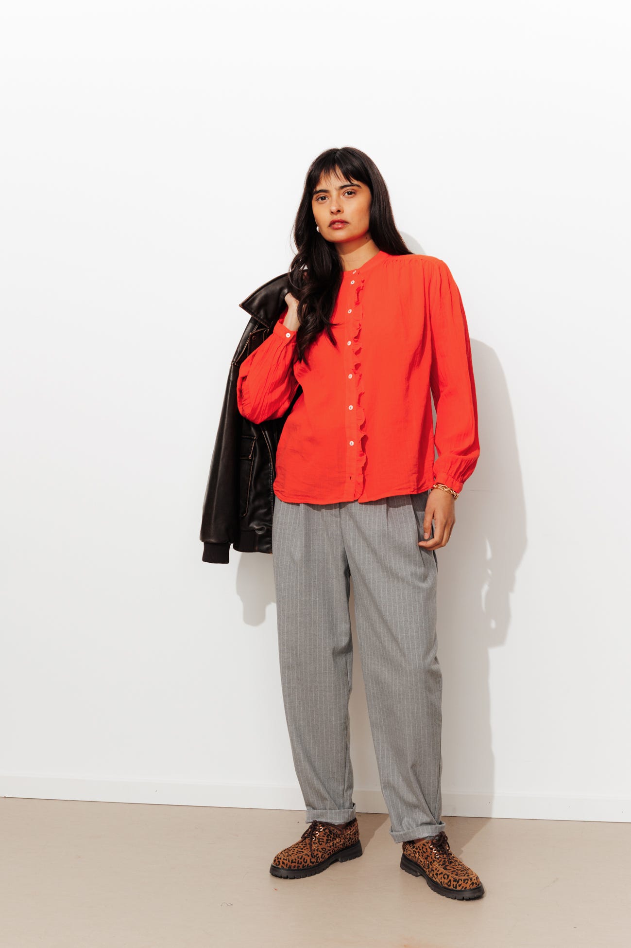 Chemise volantée en cotonnade