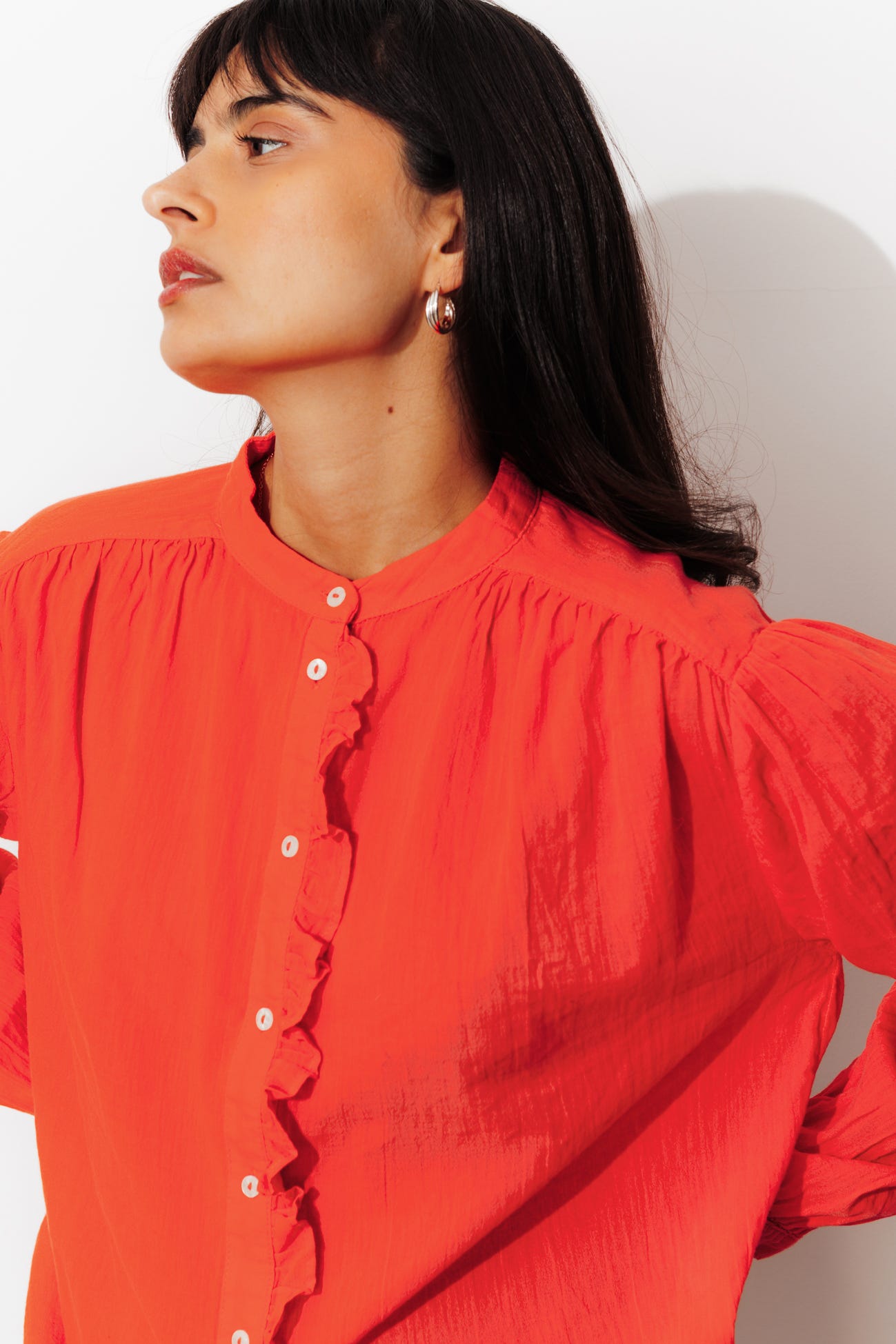 Chemise volantée en cotonnade