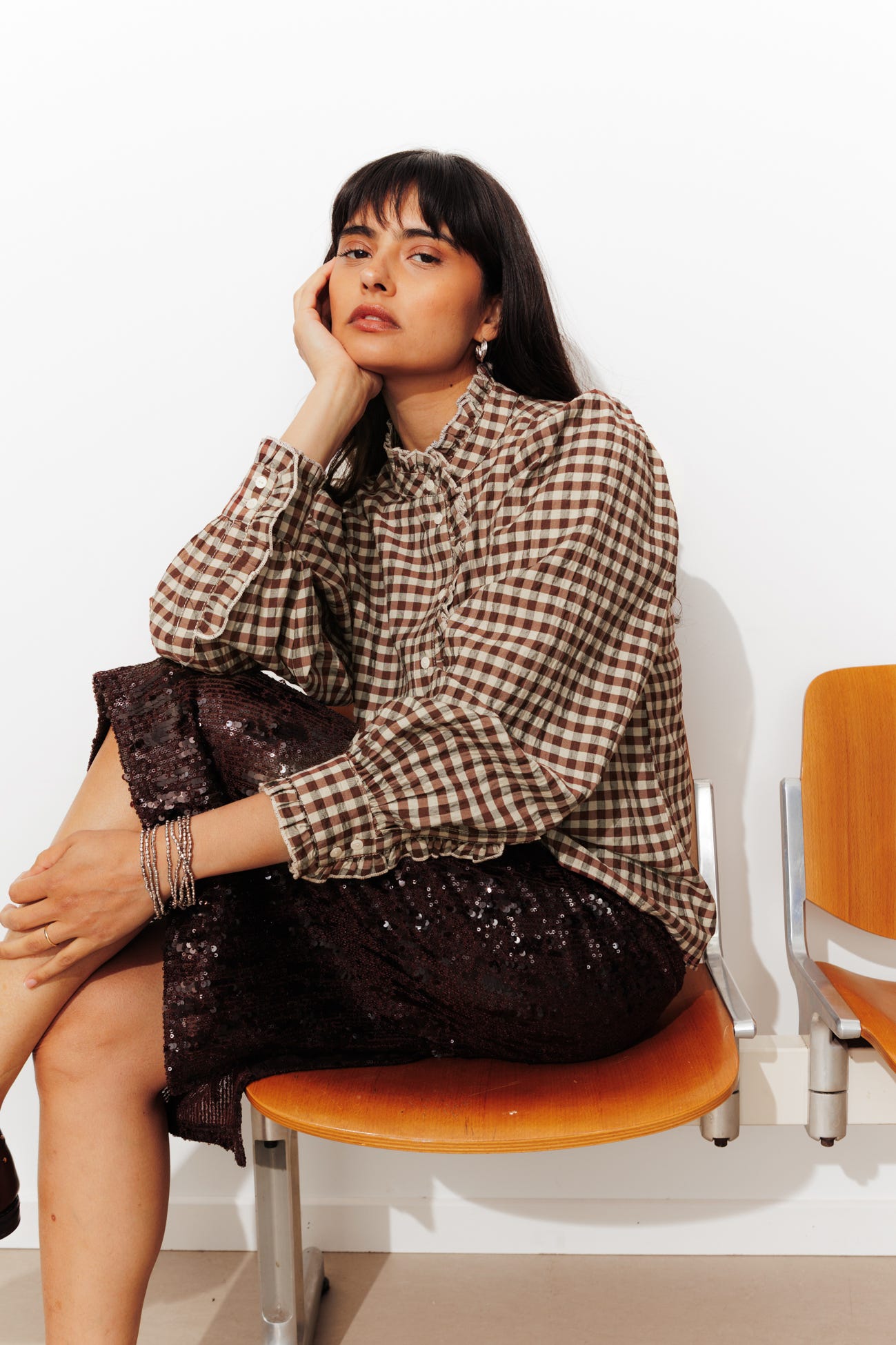 Gingham checked shirt