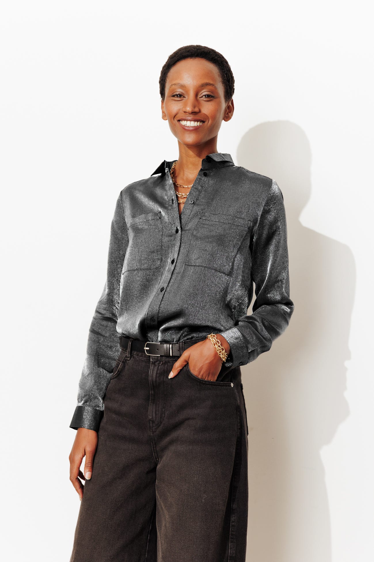 Camisa de efecto lamé