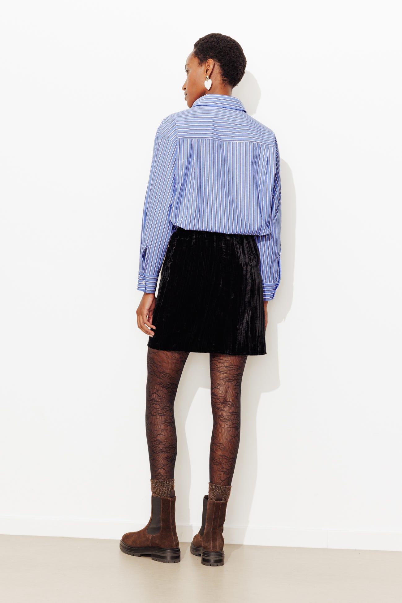 Chemise rayée à strass Femme