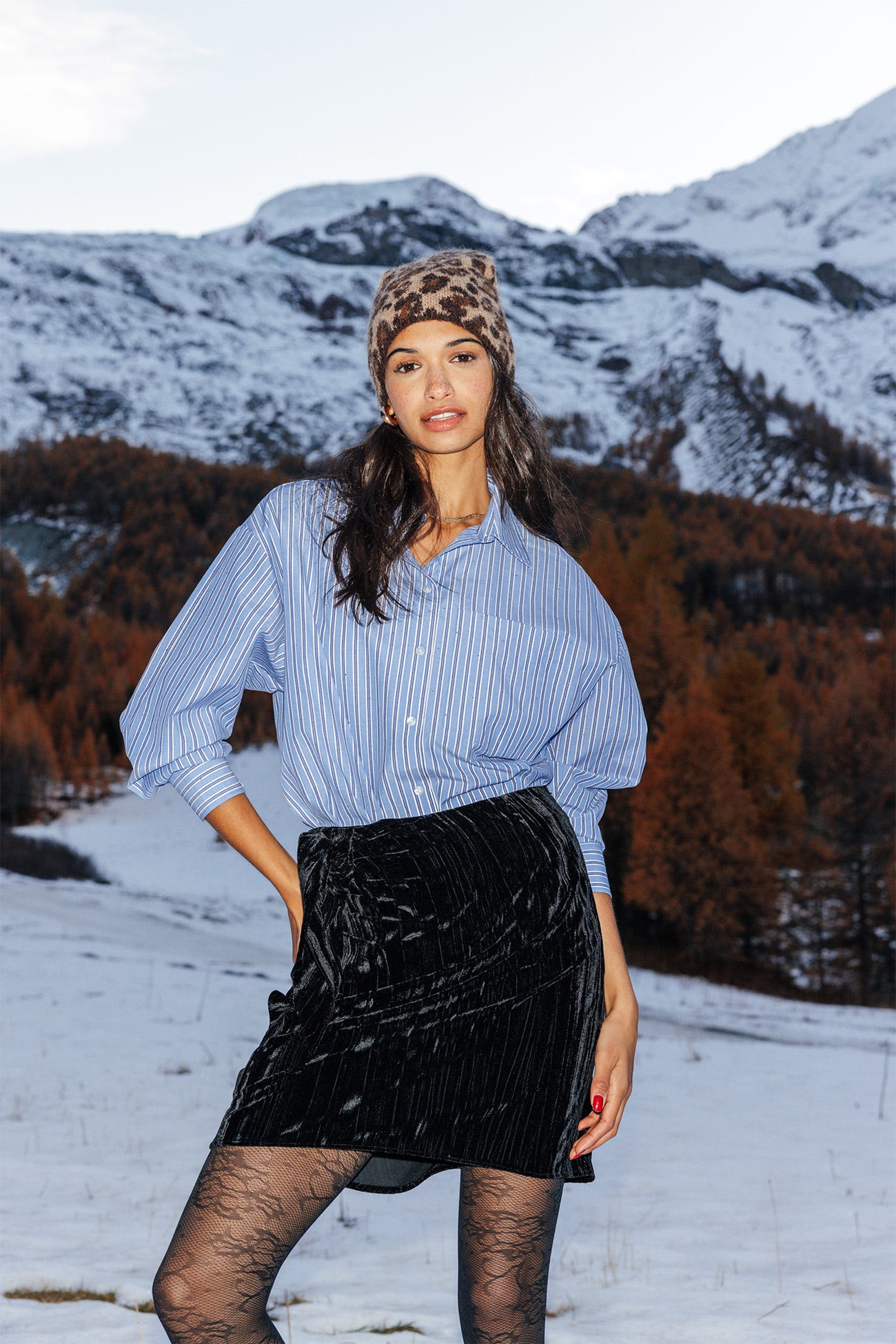 Camicia a righe con strass