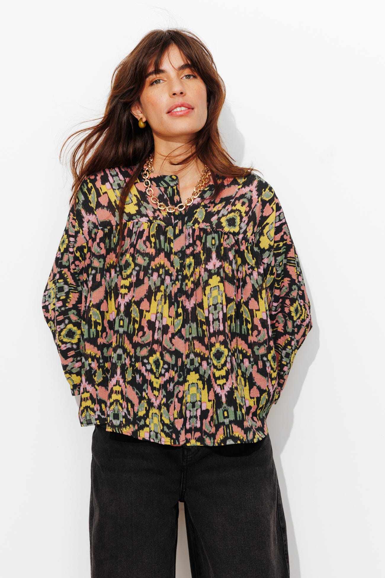 Koszula z drukowanego szyfonu