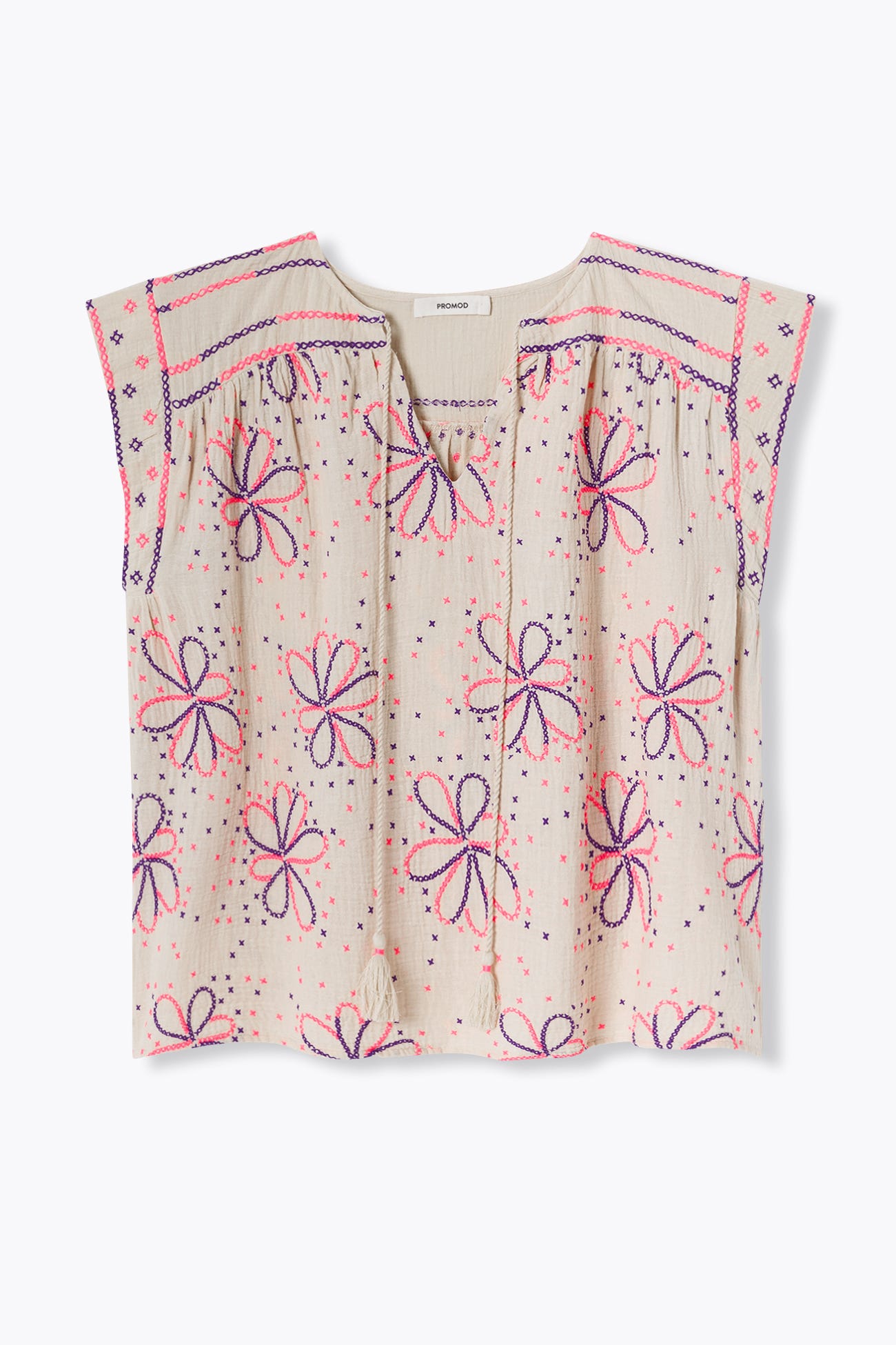 Blouse brodée fluo Femme