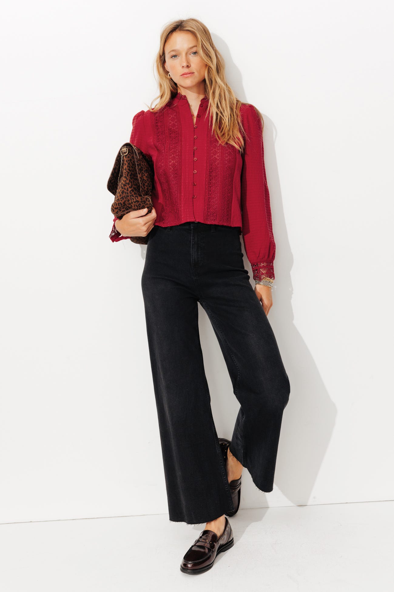 Chemise détail dentelle Femme