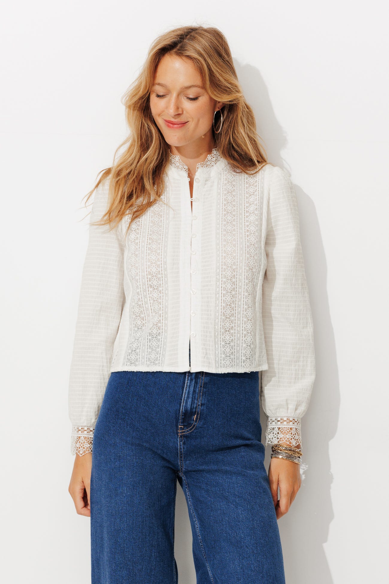 Chemise détail dentelle Femme