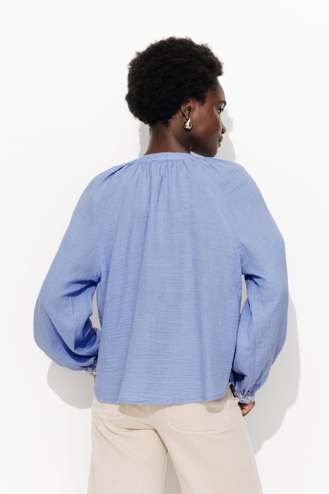 Blouse brodée gaze de coton