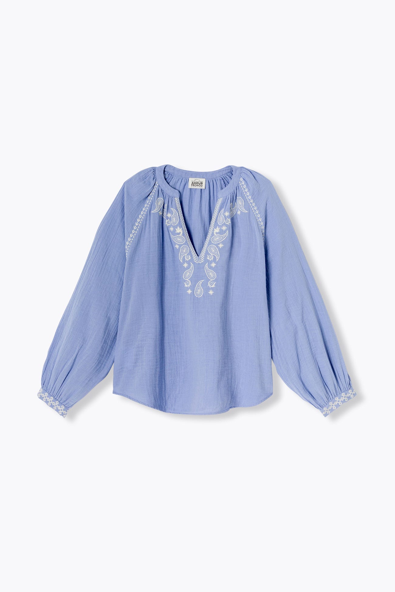 Blouse brodée gaze de coton