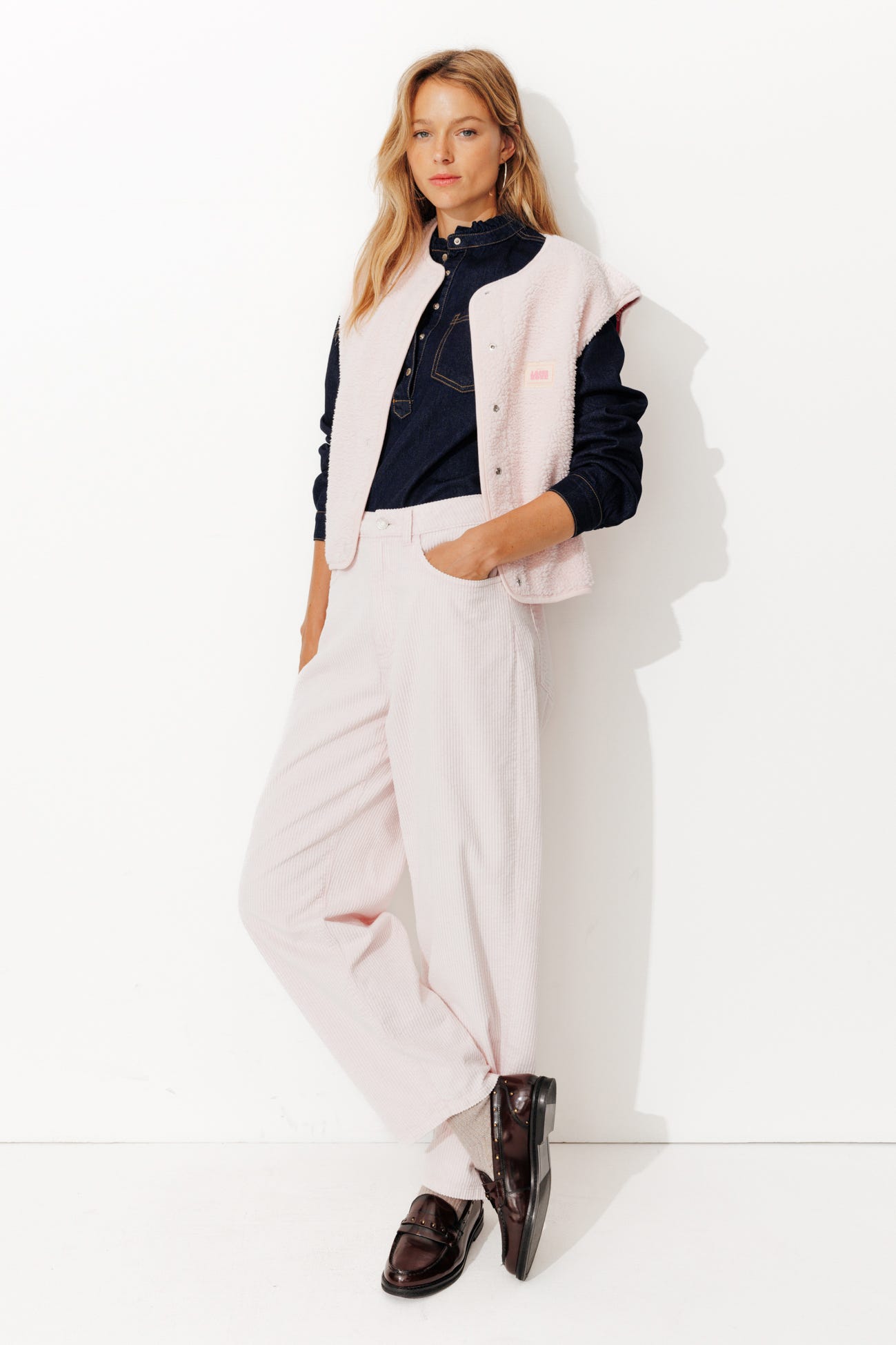 Frilly denim shirt