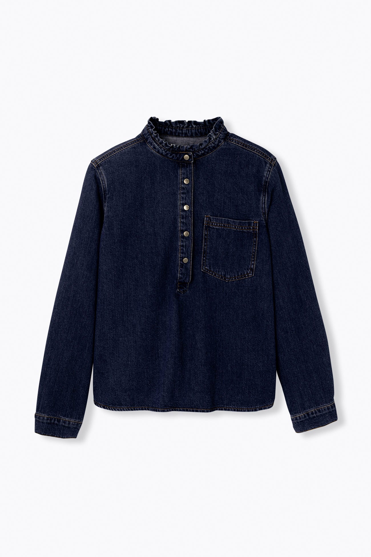 Frilly denim shirt
